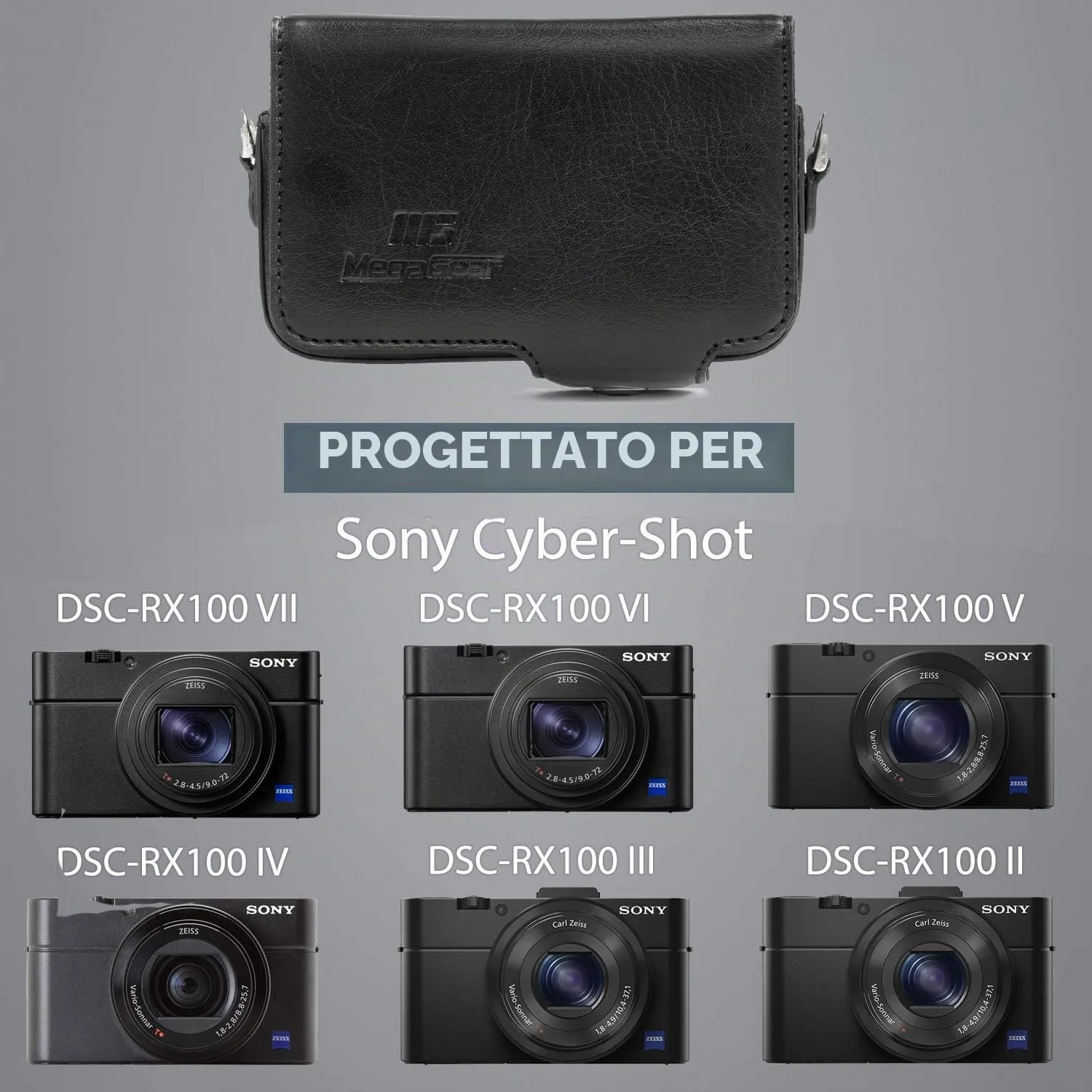 MegaGear MG281 Custodia Fotocamera Ecopelle Nera Sony RX100