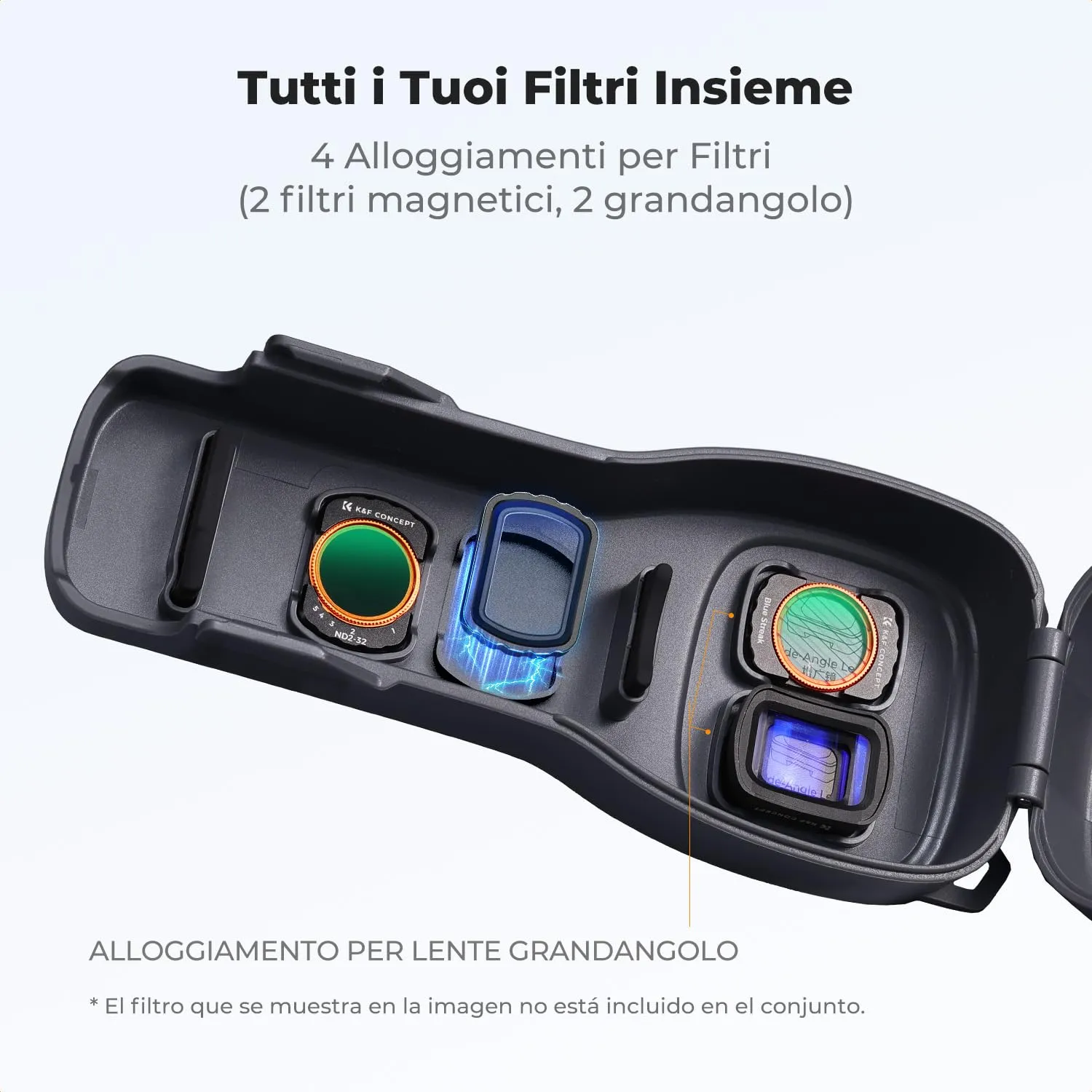 K&F Concept Custodia DJI Pocket 3 Pocket 4 Grigio Scuro Filtri