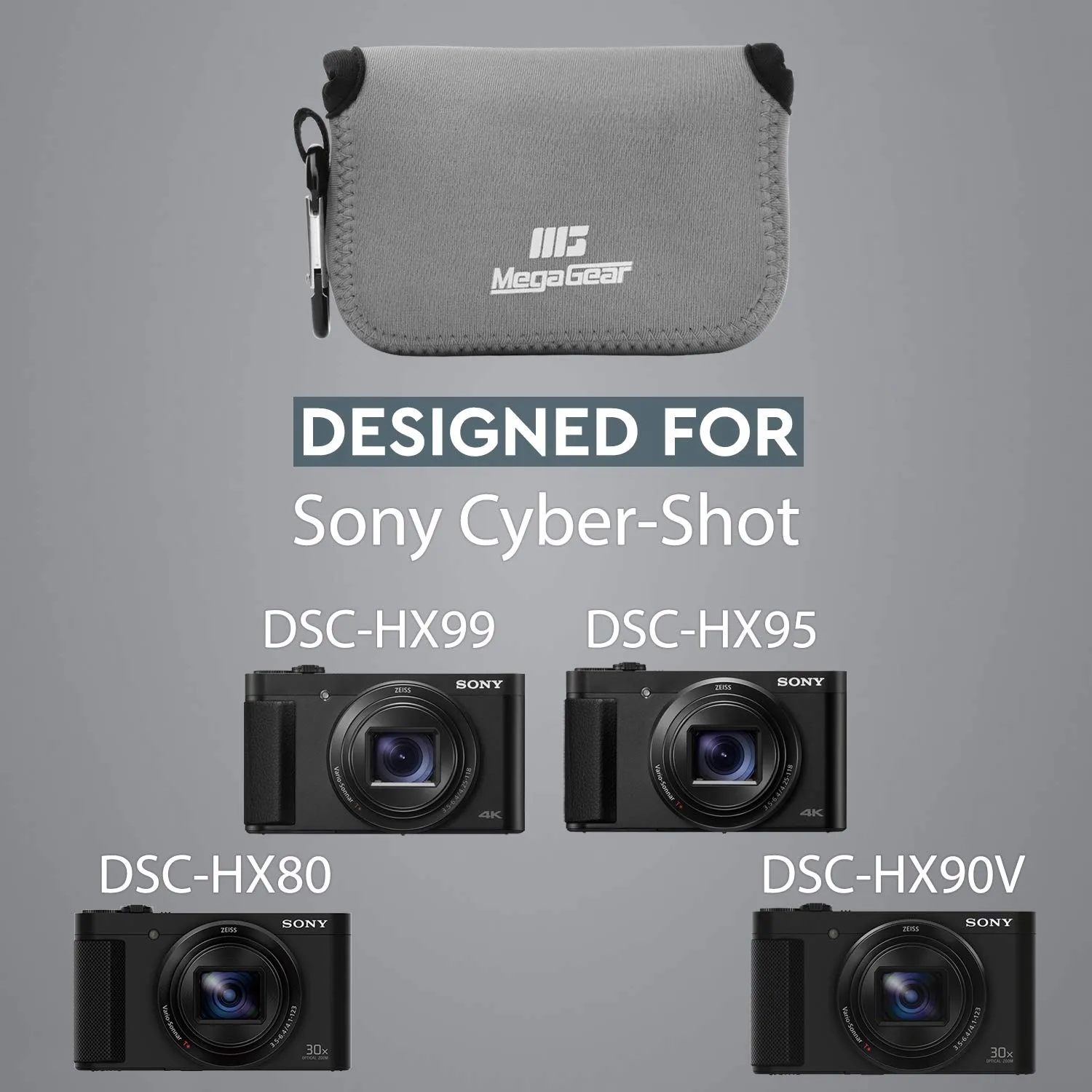 MegaGear custodia neoprene Sony HX95 grigia compatta