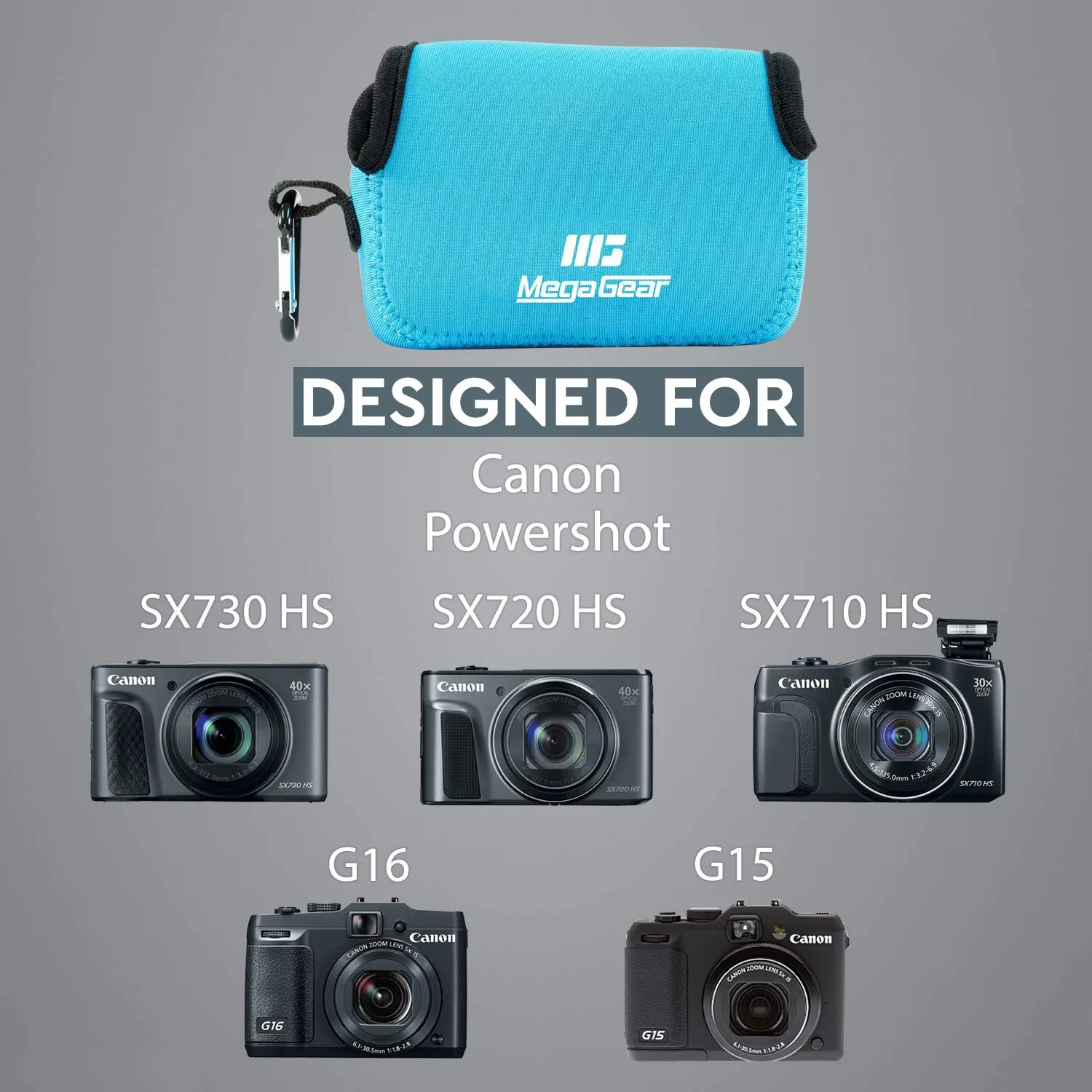 MegaGear MG1247 Custodia Neoprene Canon PowerShot Blu