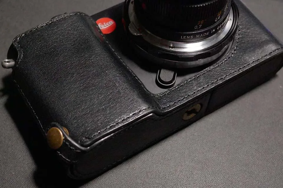 MegaGear Leica TL2-TL mezza custodia pelle marrone scuro