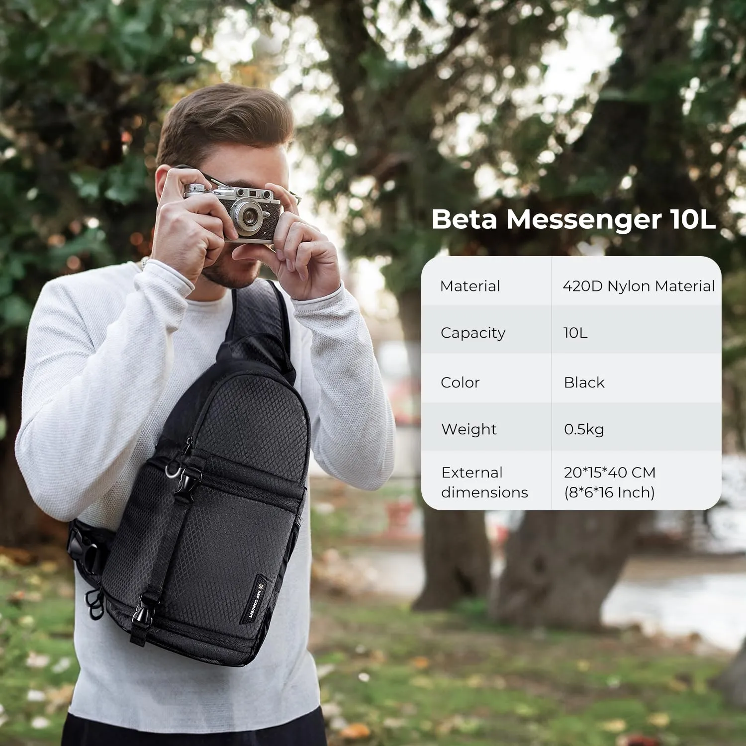 K&F Concept borsa fotografica tracolla M nera impermeabile