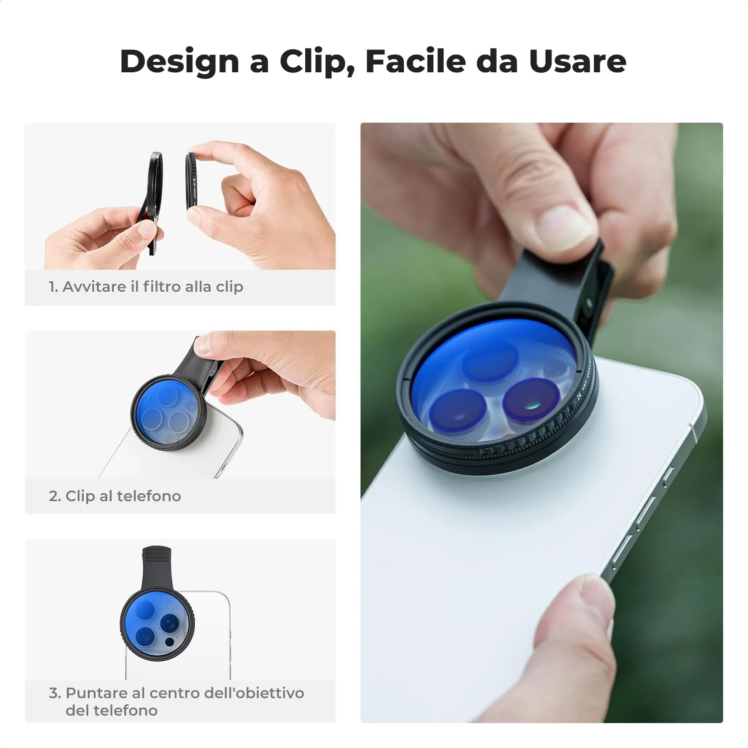 K&F Concept Filtro CPL 52mm Smartphone Clip-on