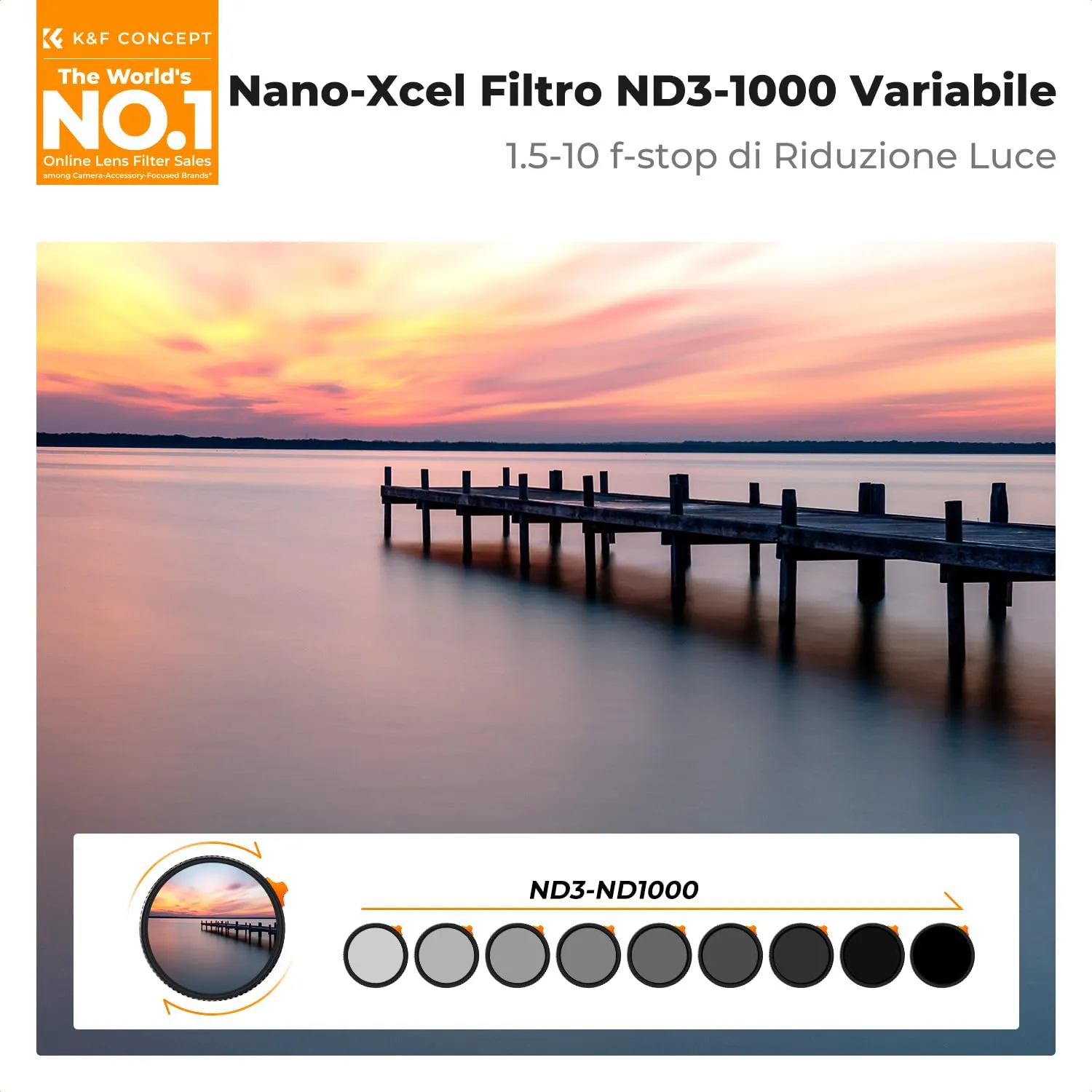 K&F Concept Nano-Xcel Filtro ND3-1000 58mm variabile