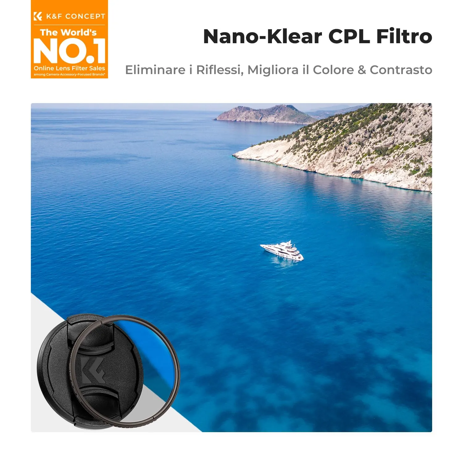 K&F Concept Nano-Klear 82mm filtro CPL polarizzatore