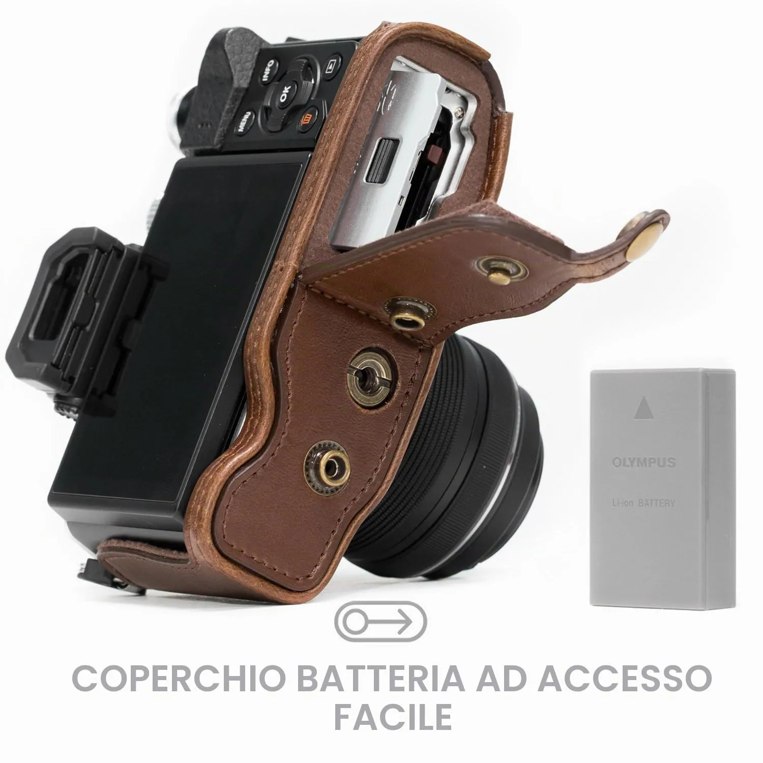 MegaGear MG638 Custodia E-M10 Mark II Marrone Scuro Ever Ready