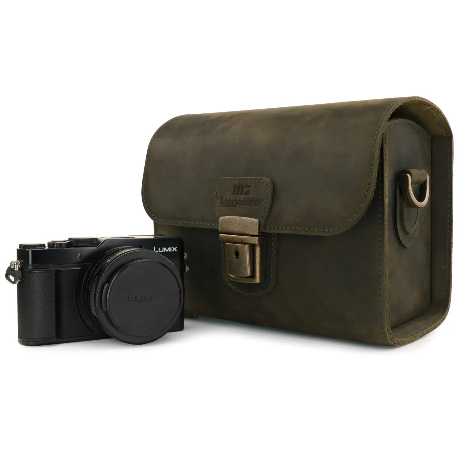 MegaGear Pebble MG1723 borsa fotografica verde oliva pelle