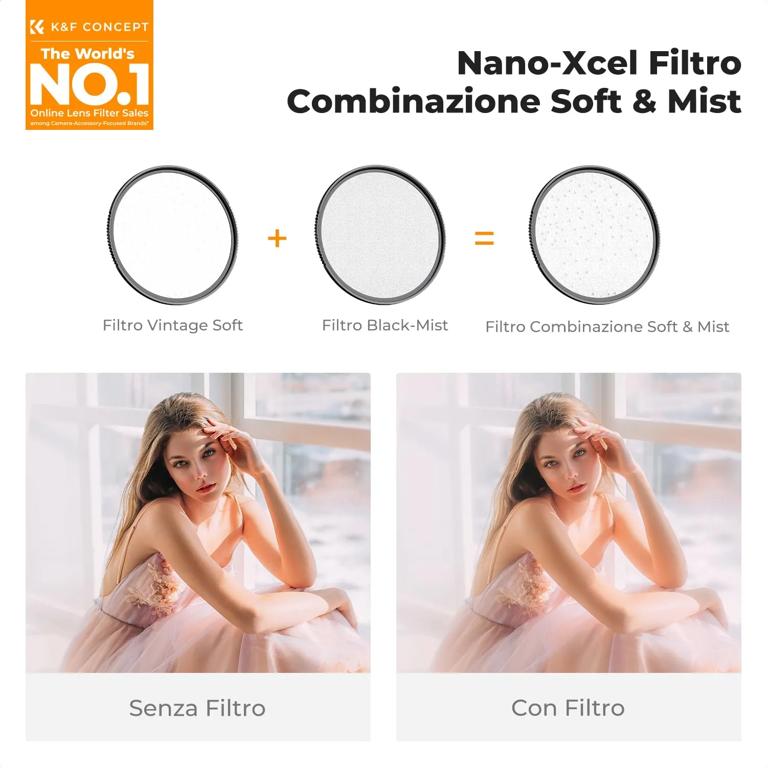 K&F Concept Nano-Xcel Soft Mist filtro 67mm effetto 1/4