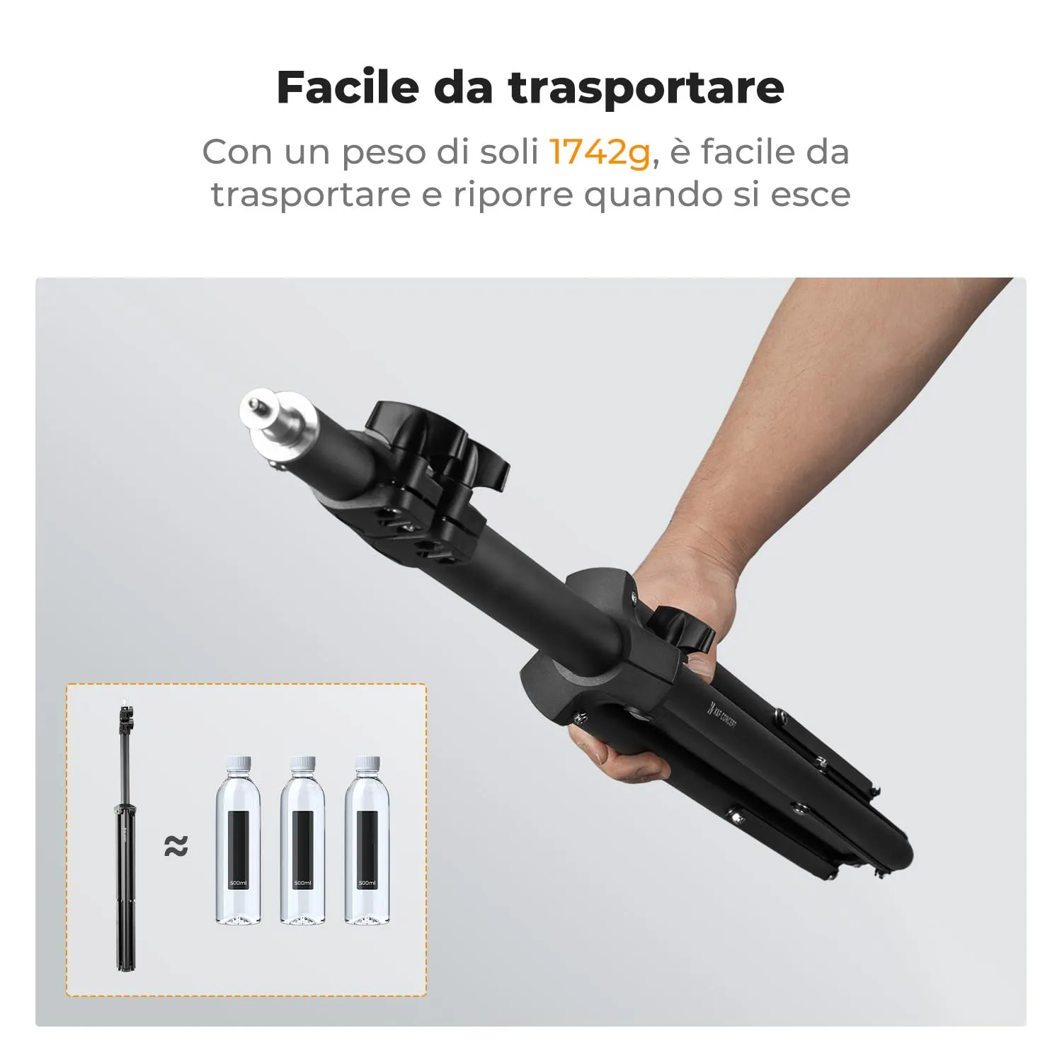 K&F Concept Stativo Luce Treppiede 280cm 1/4" con Custodia