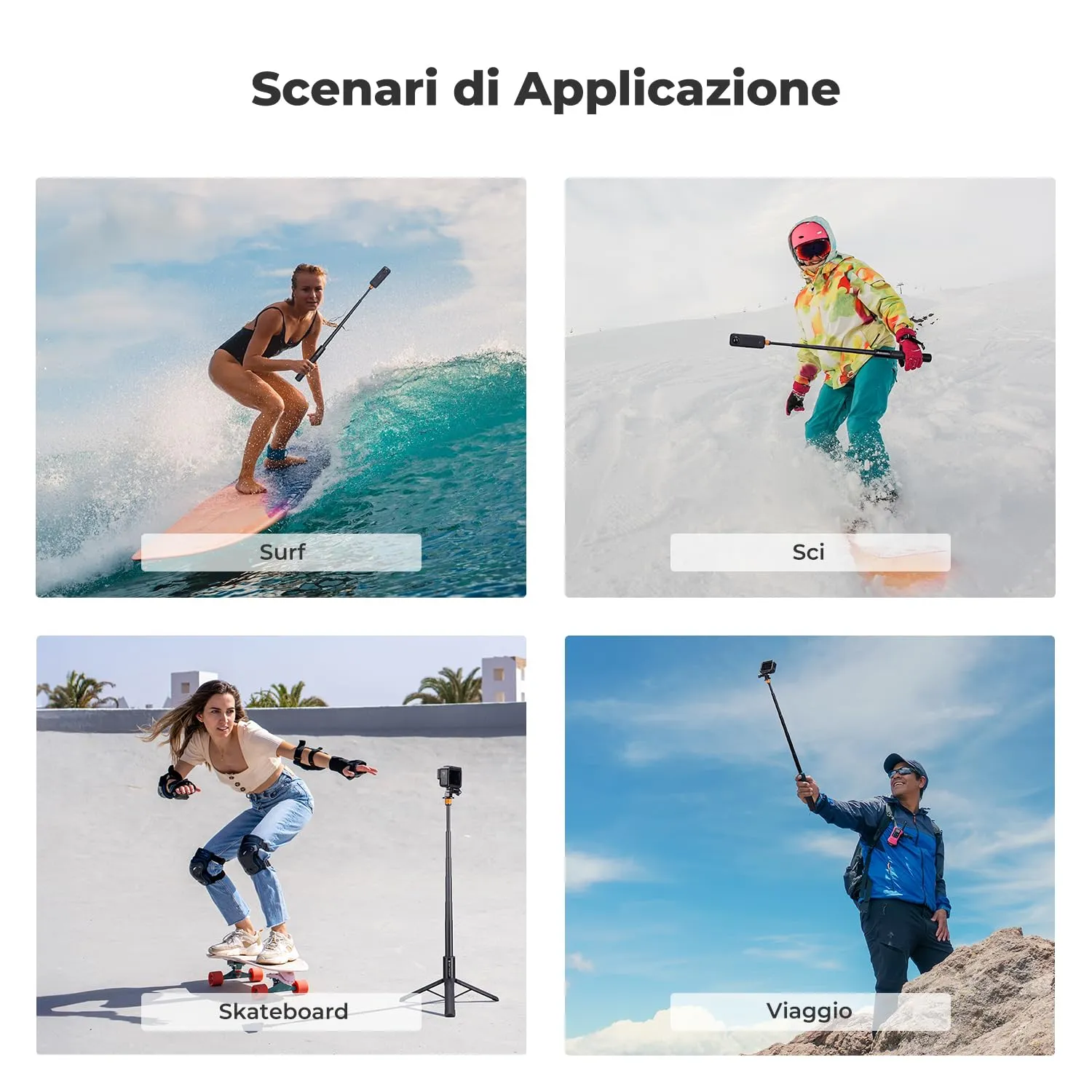 K&F Concept Bastone Selfie Invisibile 120cm con Treppiede Alluminio