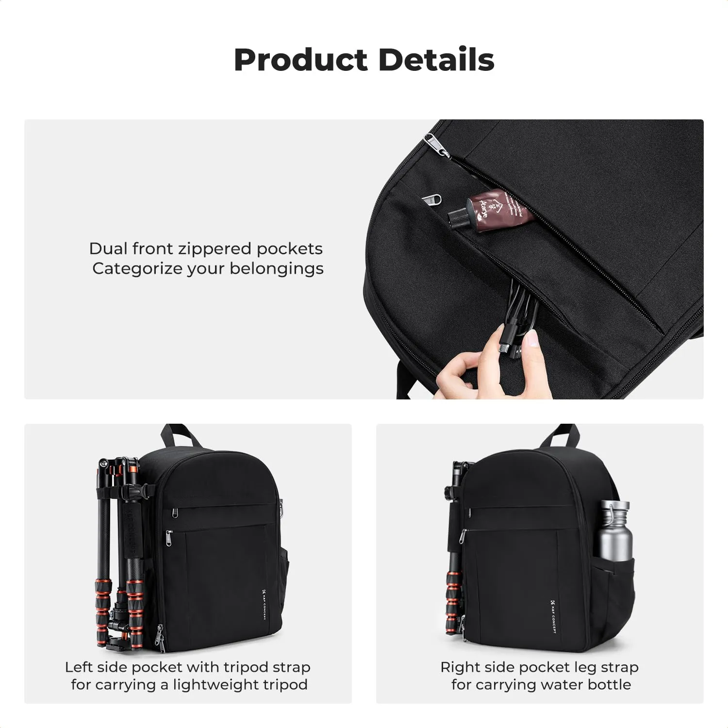 K&F Concept zaino foto 13L nero impermeabile