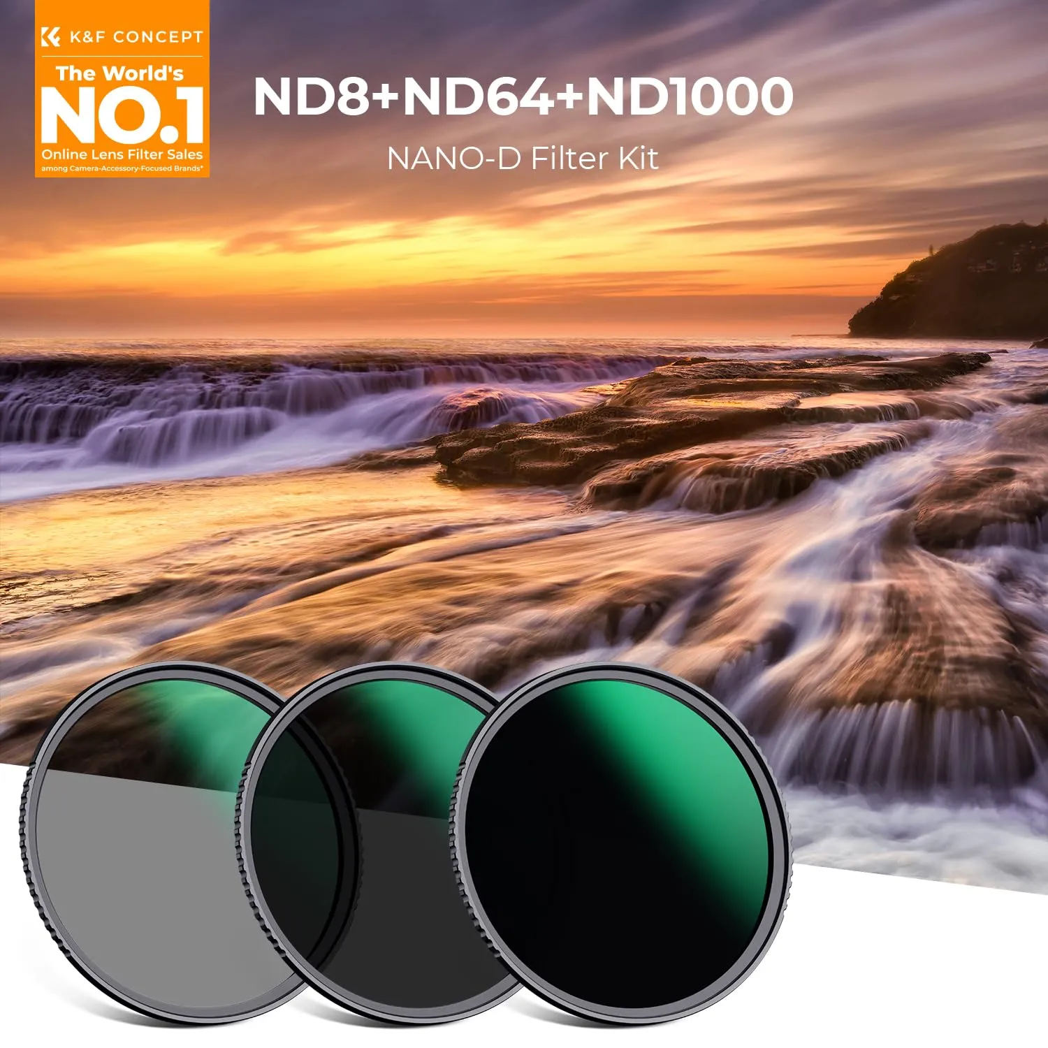 K&F Concept Nano-Dazzle 82mm kit filtri ND8 ND64 ND1000