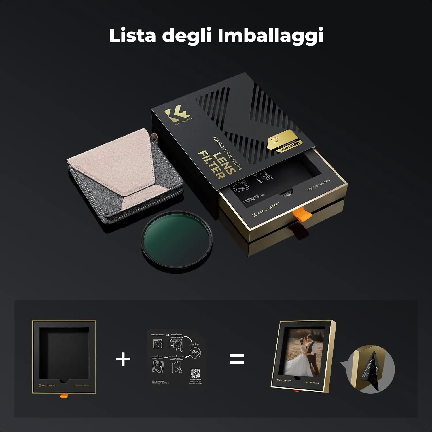 K&F Concept Nano-Xcel Pro Filtro UV 82mm Ottone