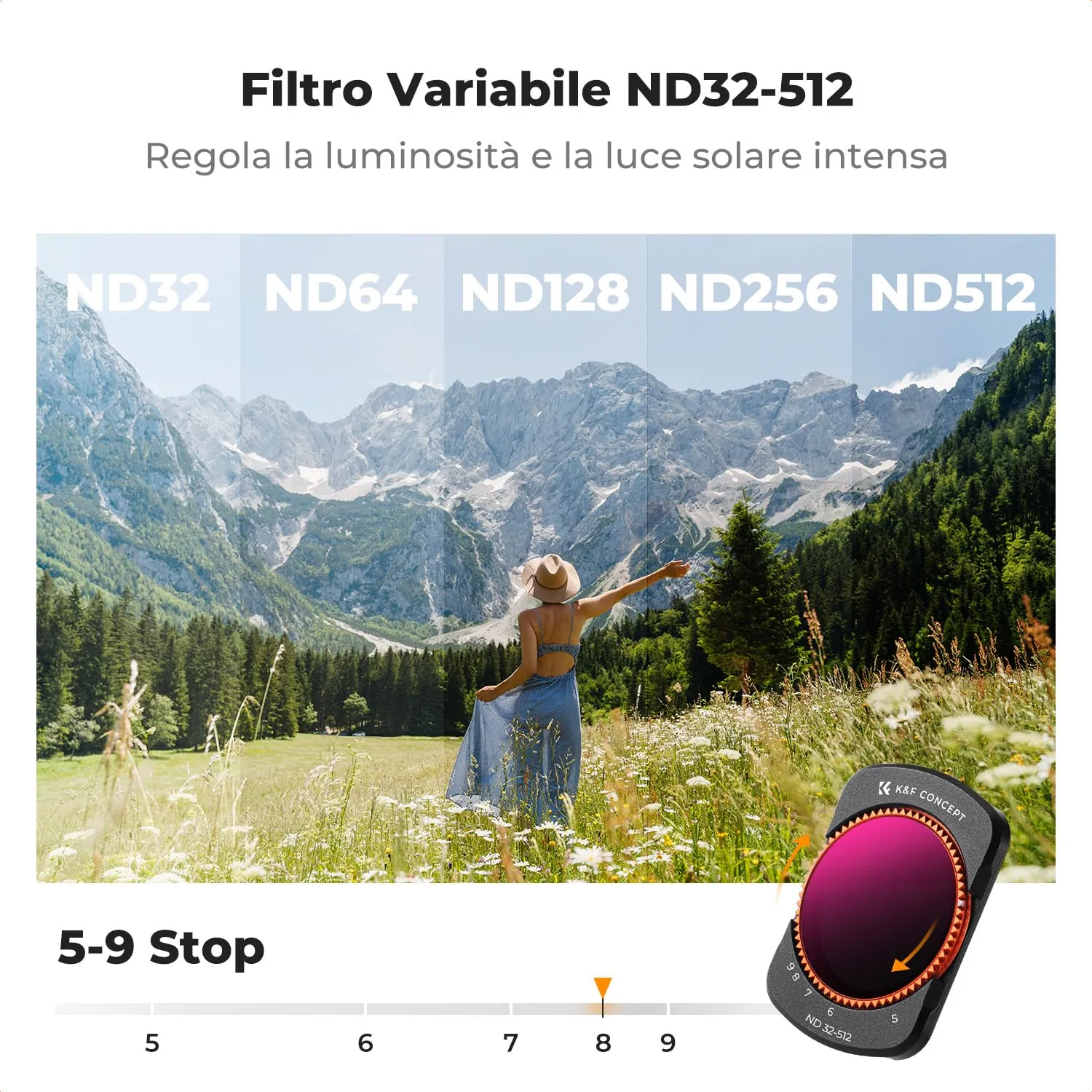 K&F Concept SerieK filtro ND32-512 Osmo Pocket magnetico