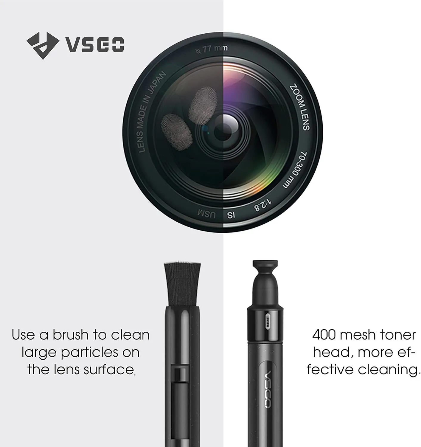 VSGO V-P03E penna pulizia lenti carbonio
