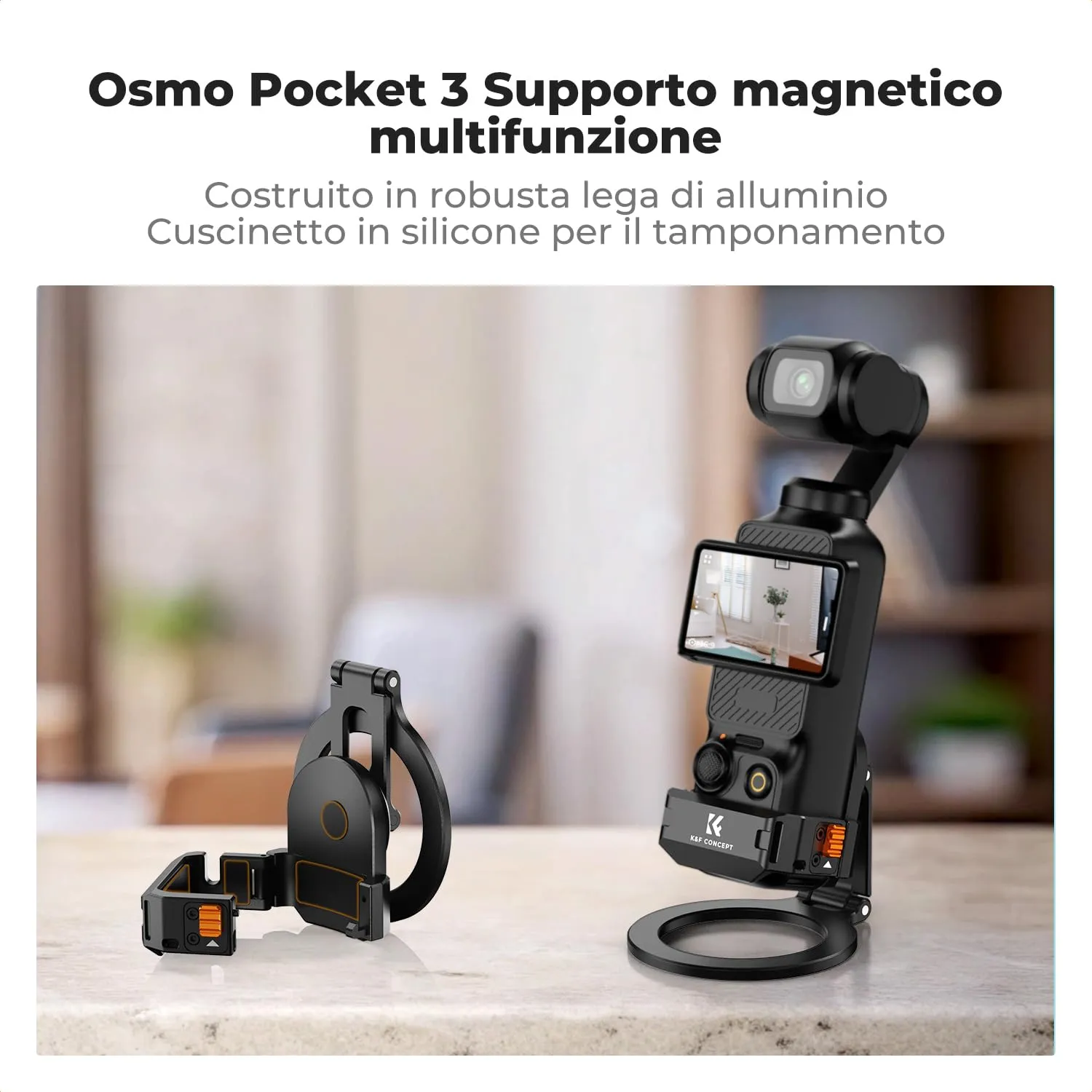 K&F Concept supporto magnetico alluminio DJI Pocket 3