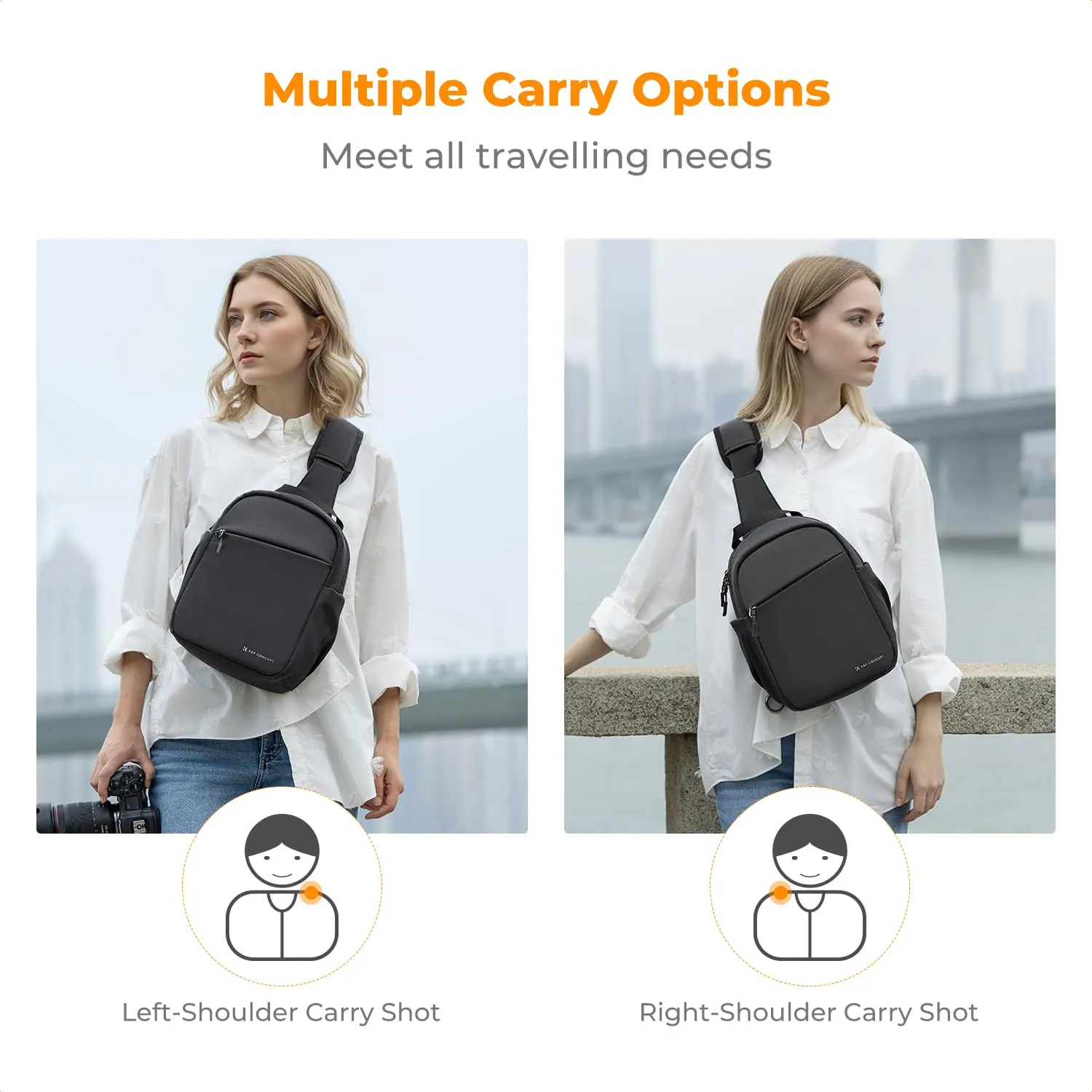 K&F Concept borsa fotografica monospalla nera impermeabile