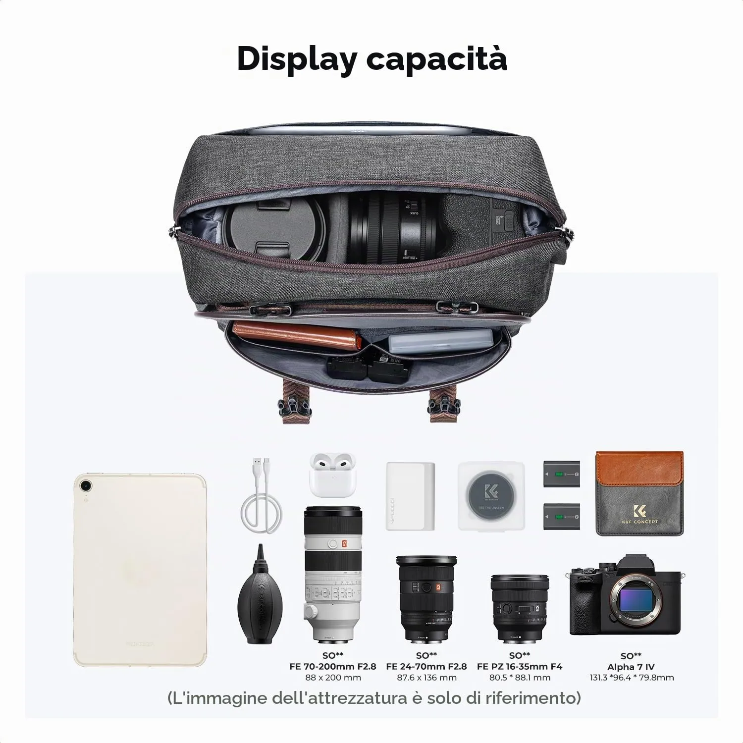 K&F Concept borsa fotografica tracolla crossbody impermeabile 31cm