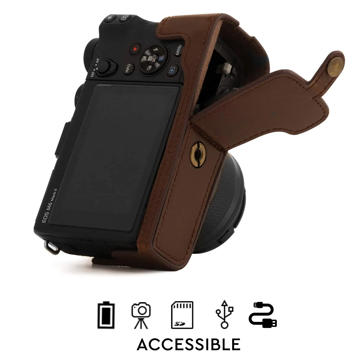 MegaGear Ever Ready MG1749 mezza custodia M6 Mark II marrone scuro