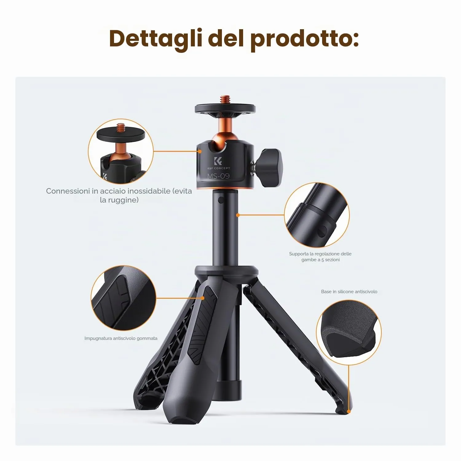 K&F Concept bastone selfie mini treppiede 34cm bluetooth