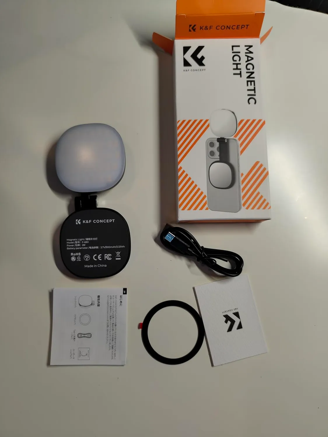 K&F Concept luce selfie magnetica con specchio nera 900 mAh