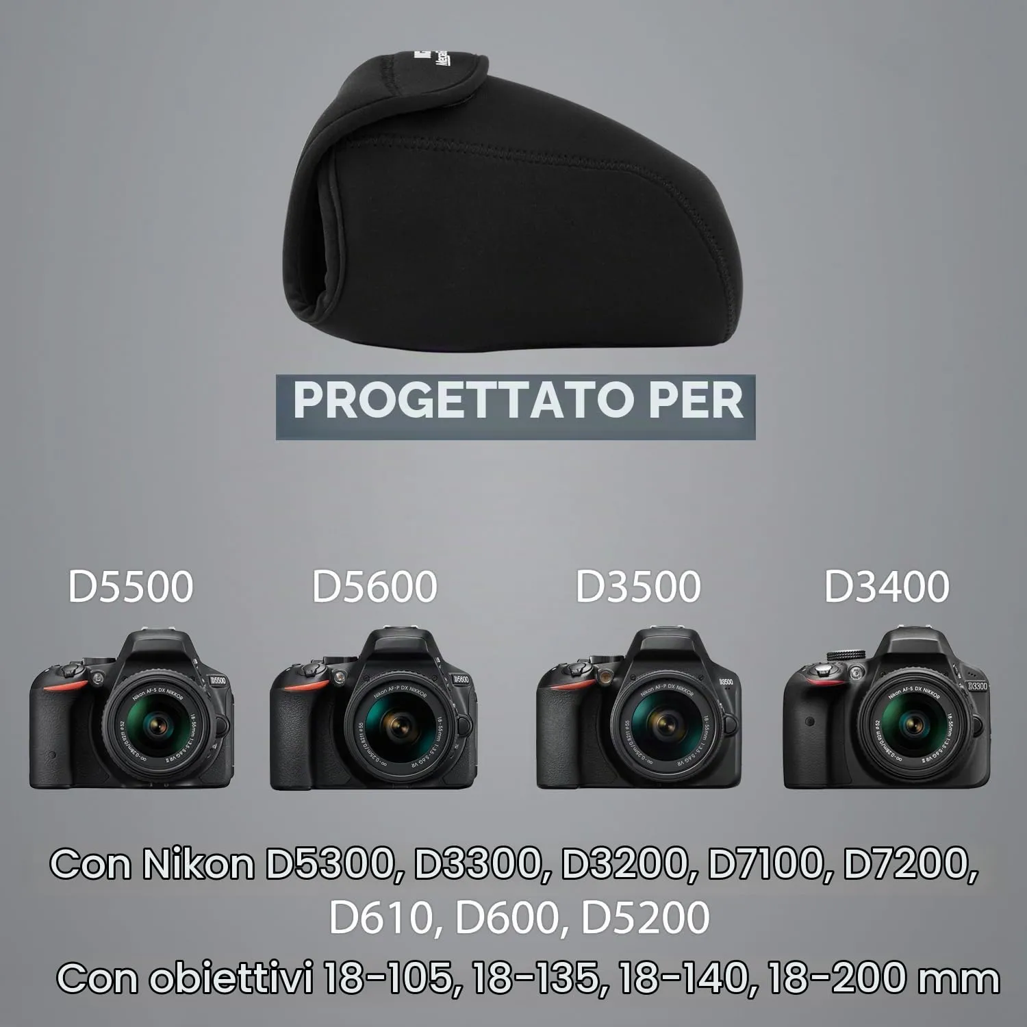 MegaGear custodia neoprene per Nikon D3500-D7200
