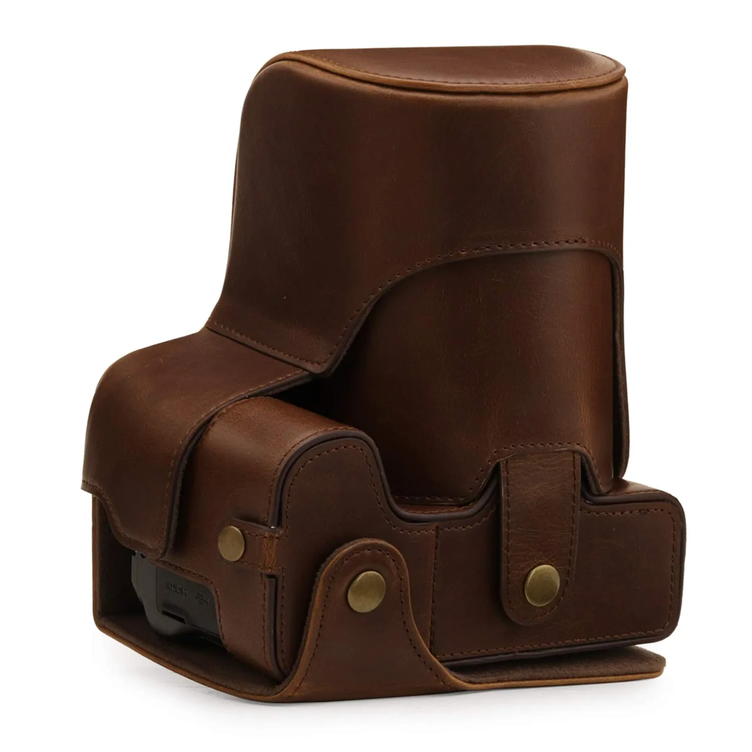 MegaGear Custodia Pelle Nikon Coolpix P950 Marrone Scuro ever ready