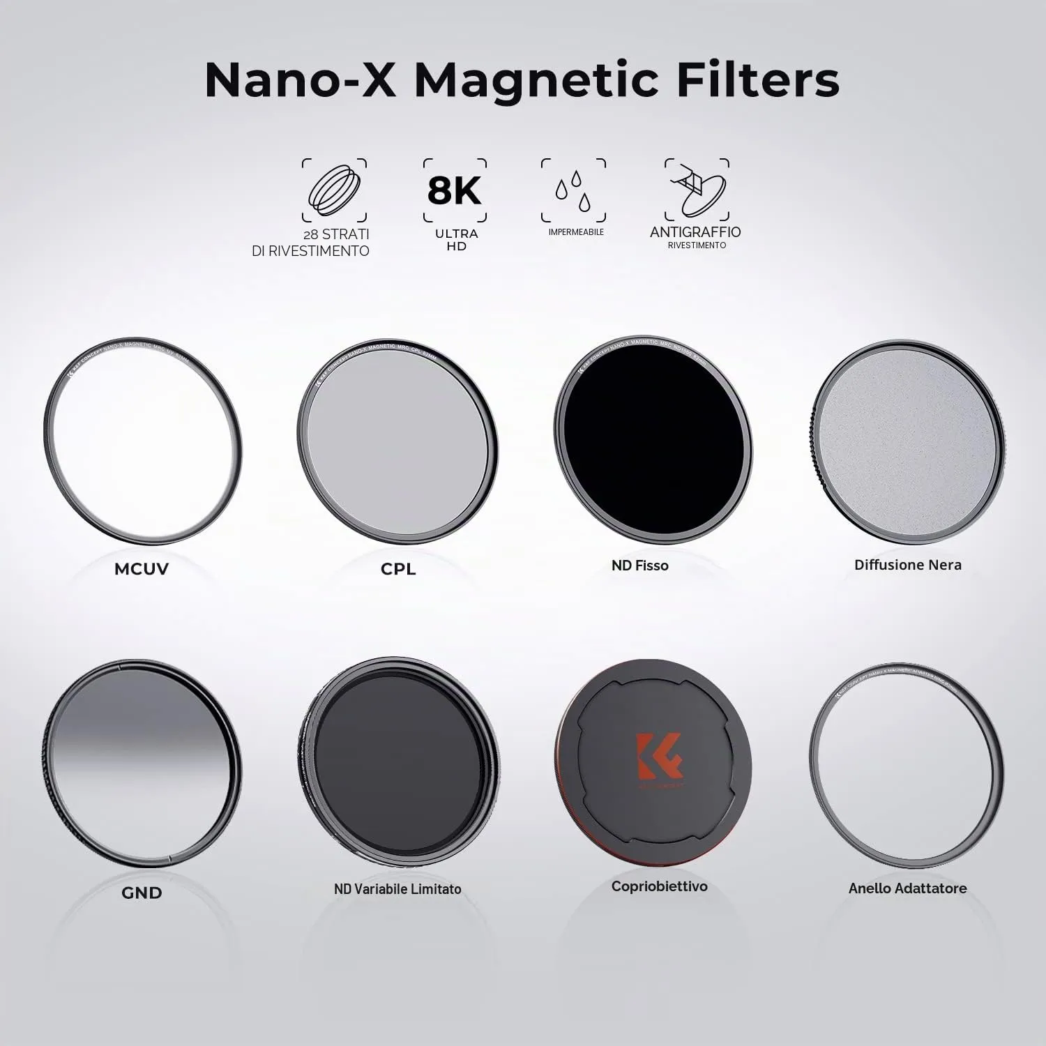 K&F Concept Nano-Xcel filtro UV magnetico 82mm + tappo