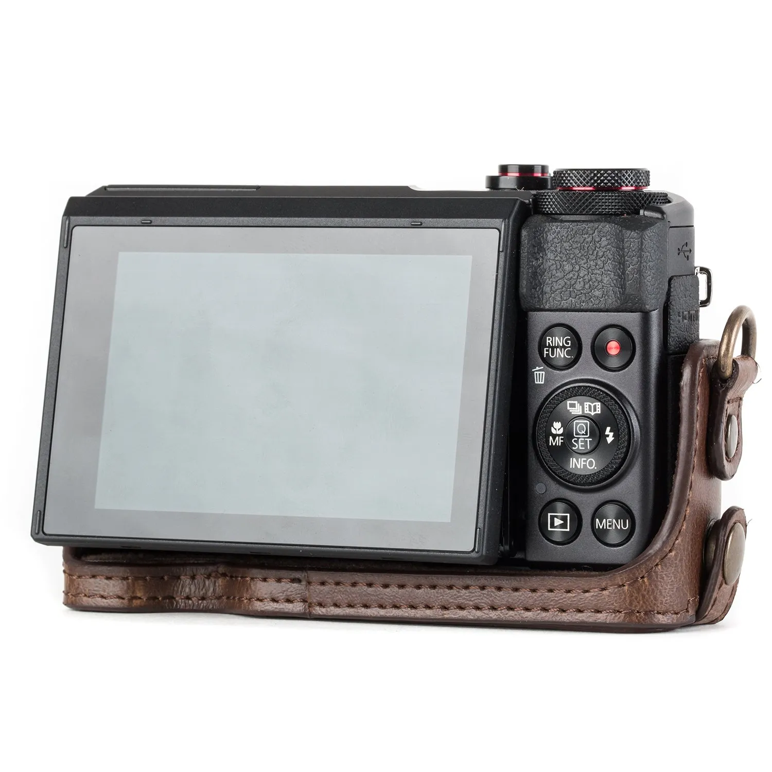 MegaGear MG952 mezza custodia marrone scuro per Canon G7 X II