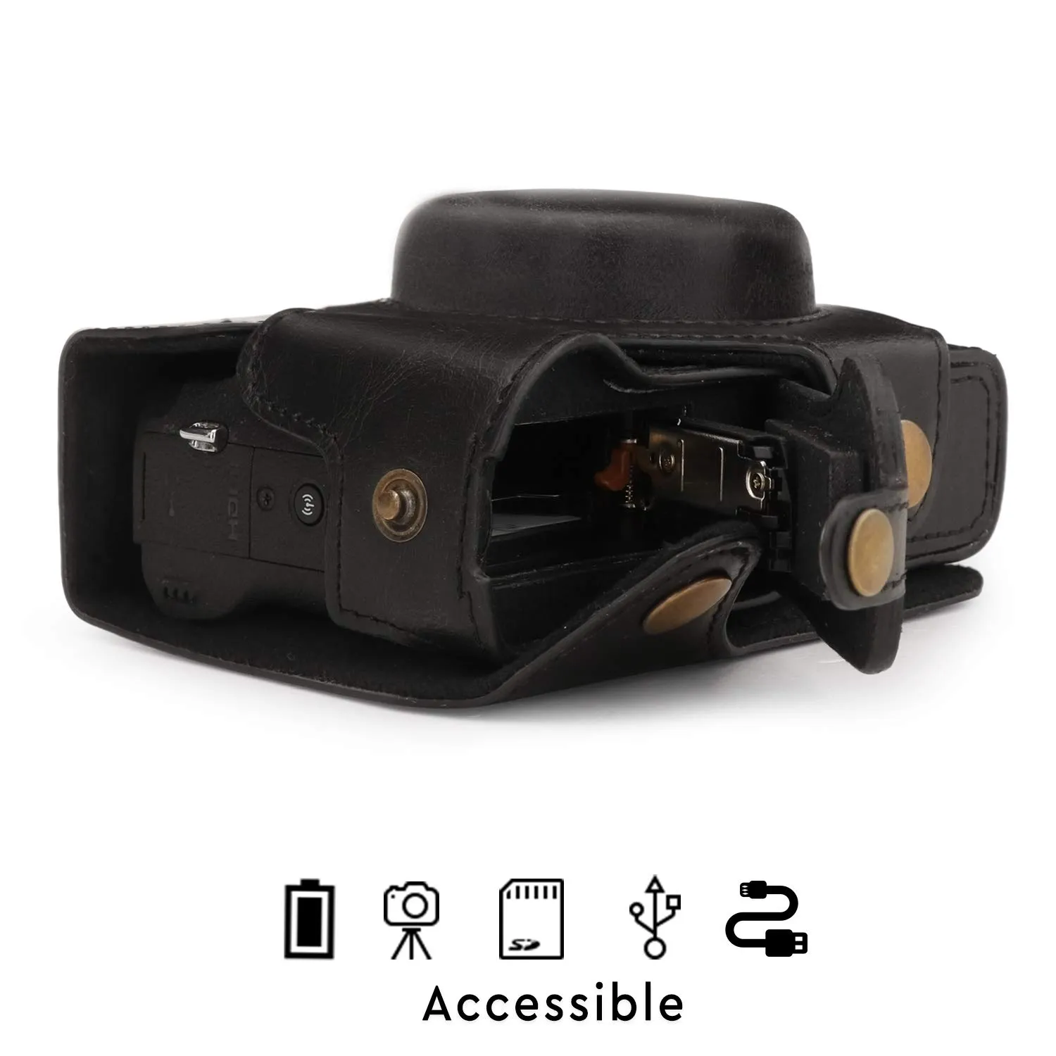MegaGear Canon G5 X Mark II custodia pelle nera Ever Ready