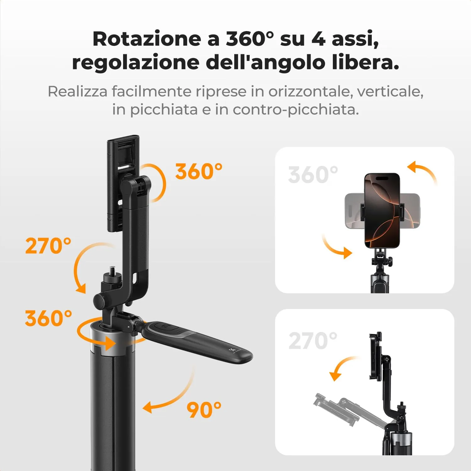K&F Concept 177cm treppiede cellulare selfie stick bluetooth