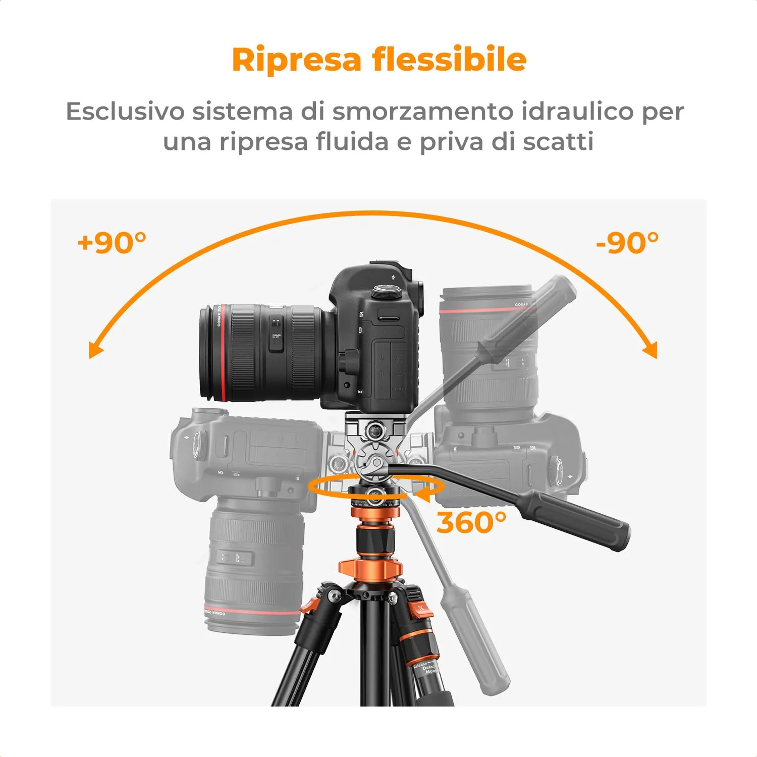 K&F Concept Treppiede 202 Cm Testa Idraulica 5 Kg Monopiede