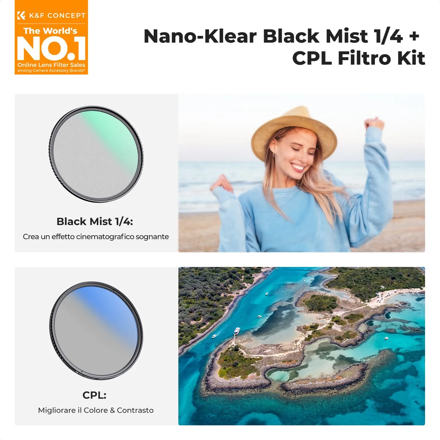 K&F Concept Nano-Klear kit filtri Black Mist 1/4+CPL 67mm