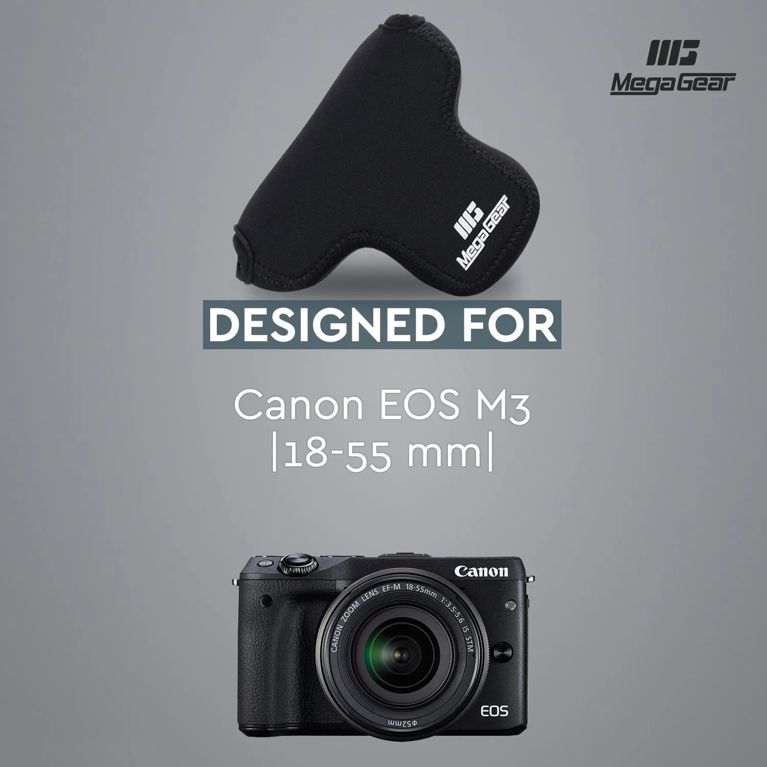 MegaGear Custodia Neoprene Canon EOS M3 18-55mm Nero Ultraleggera