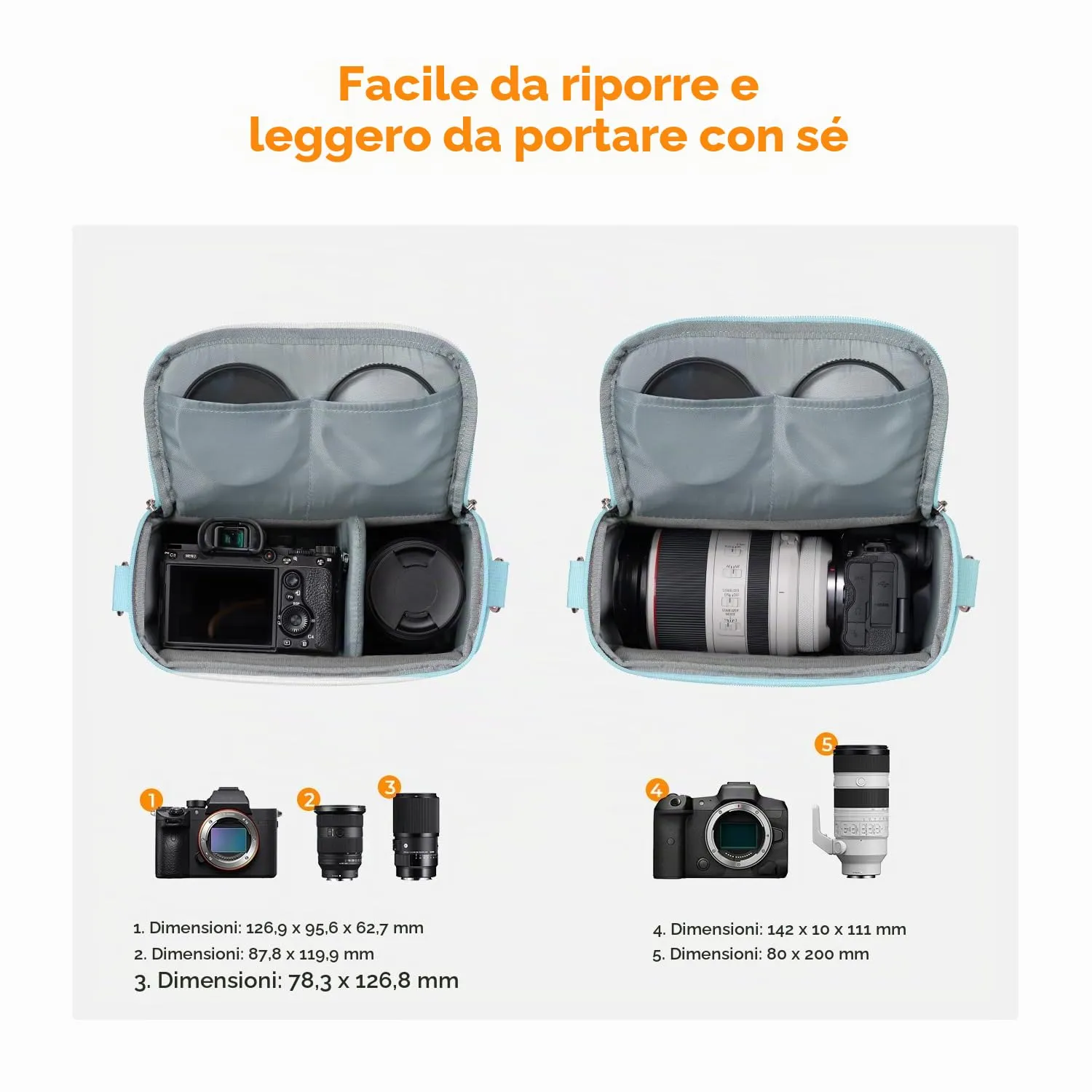 K&F Concept borsa fotocamera tracolla azzurra DSLR mirrorless