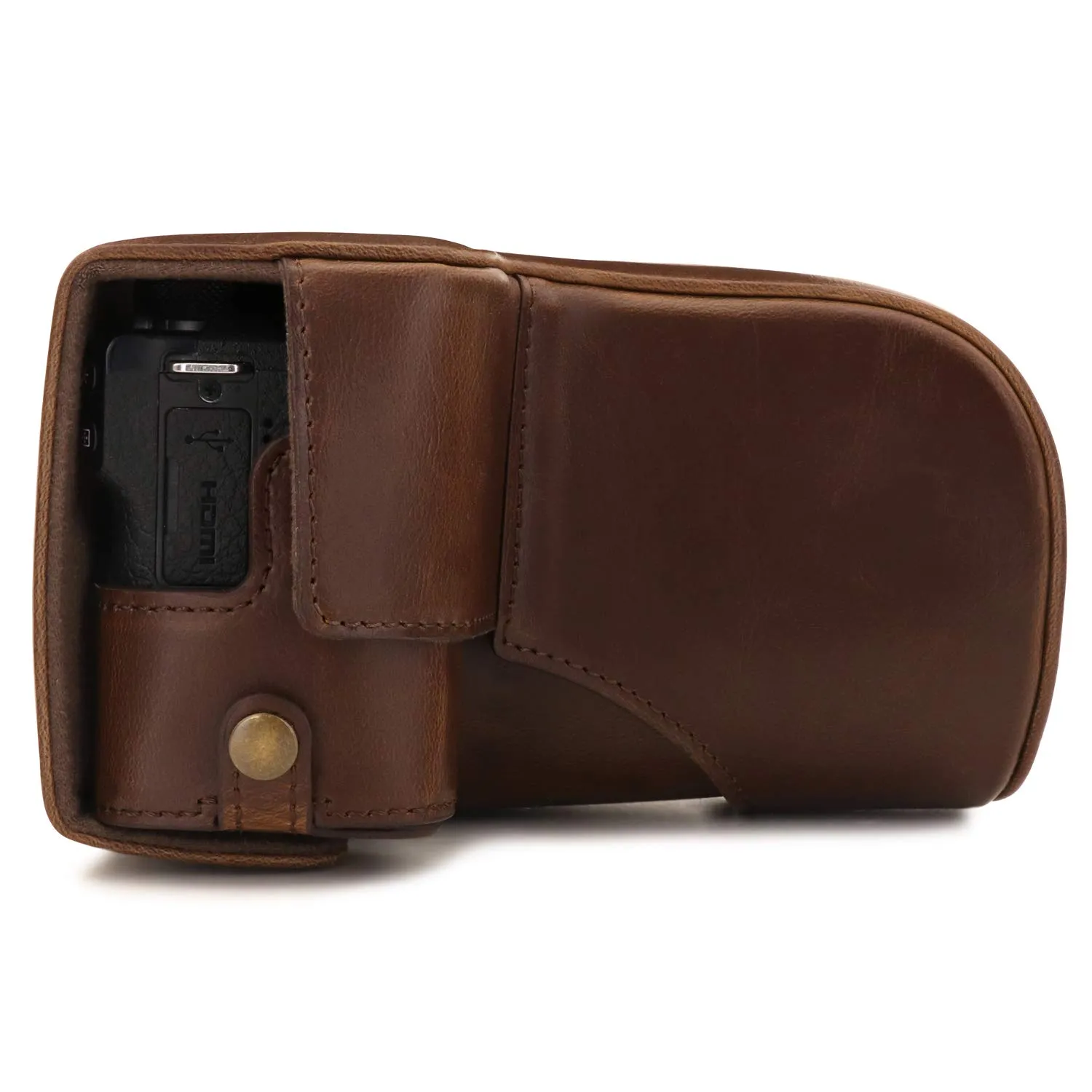 MegaGear Ever Ready M6 II custodia finta pelle marrone scuro