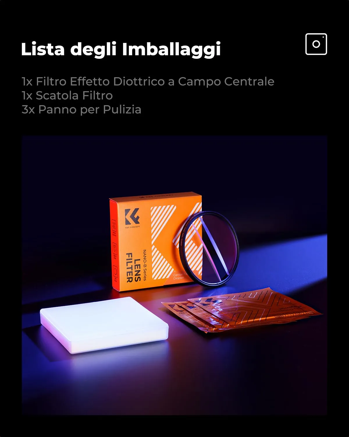 K&F Concept Split Diopter filtro 82mm effetto centrale