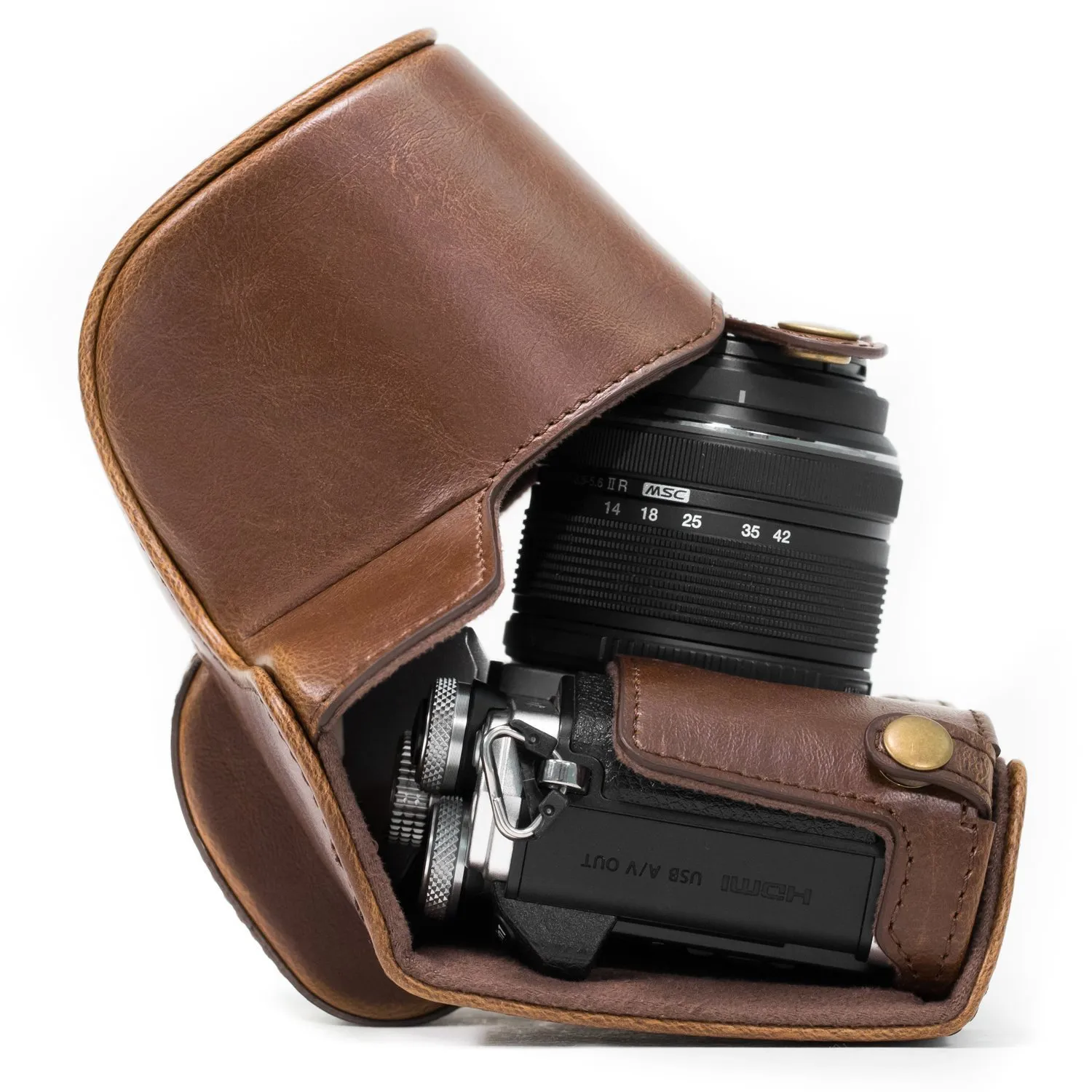 MegaGear MG638 Custodia E-M10 Mark II Marrone Scuro Ever Ready