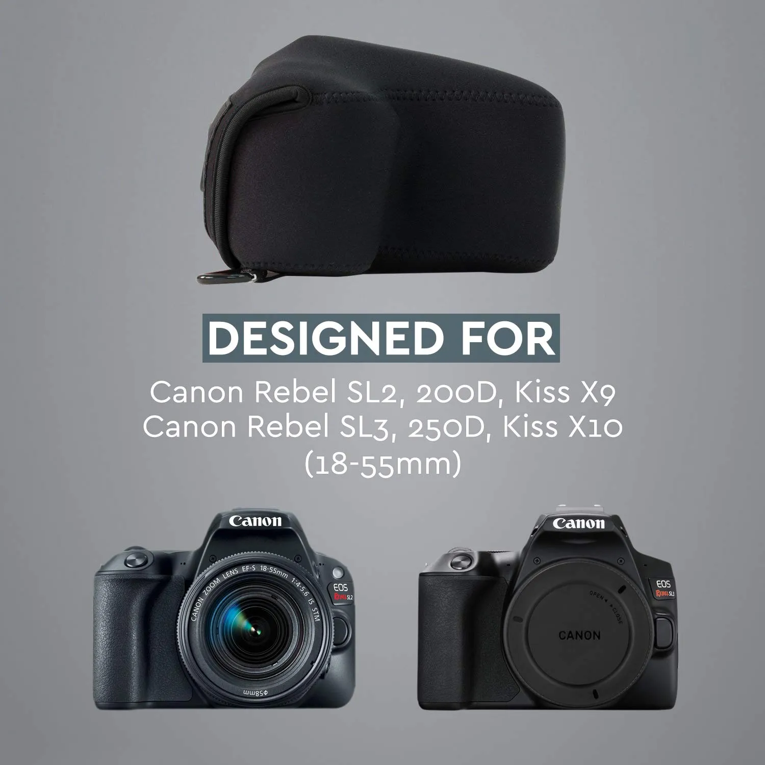 MegaGear MG1057 Custodia Neoprene Canon 200D 100D Nera