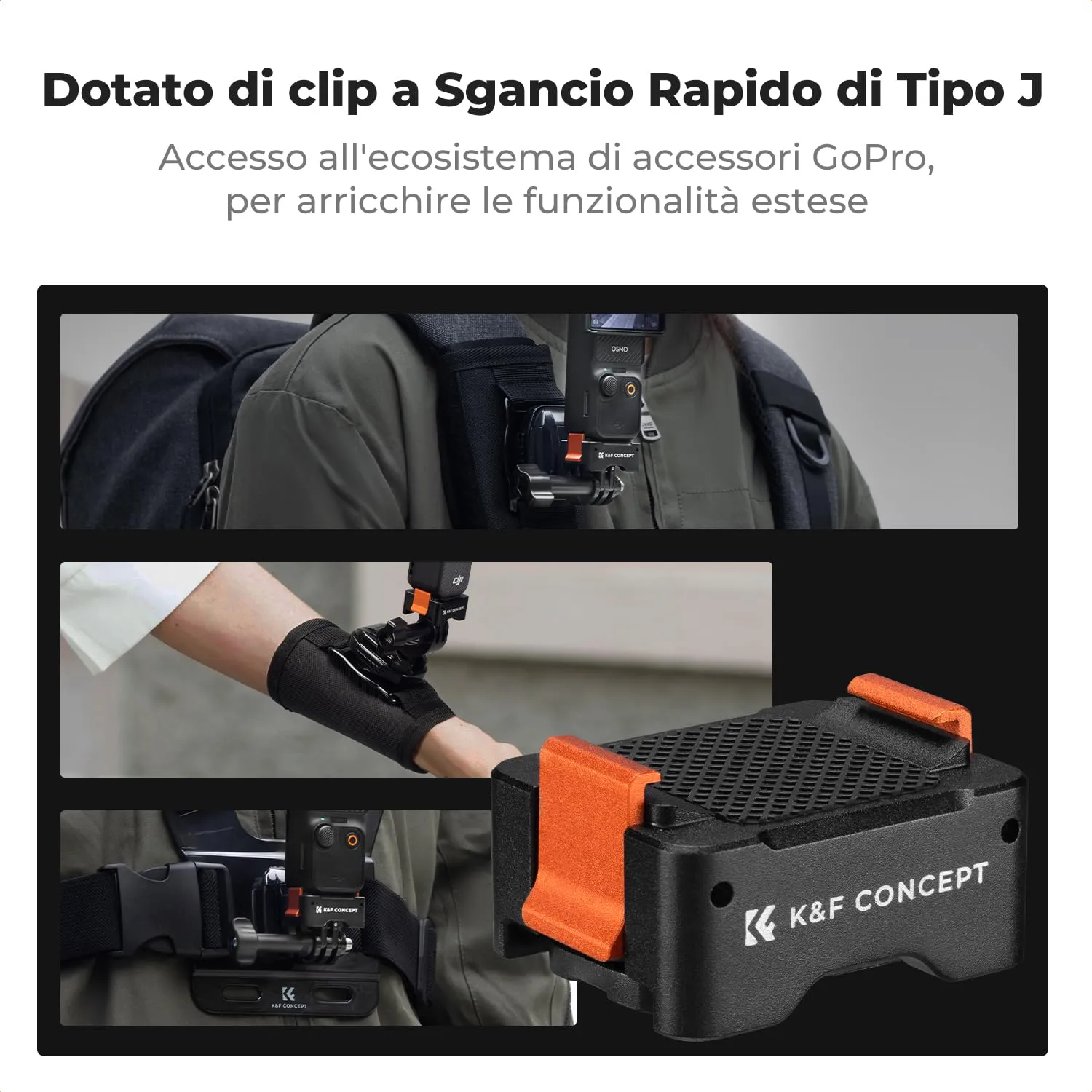 K&F Concept Supporto Pocket 3 Sgancio Rapido 2 Pezzi Arca