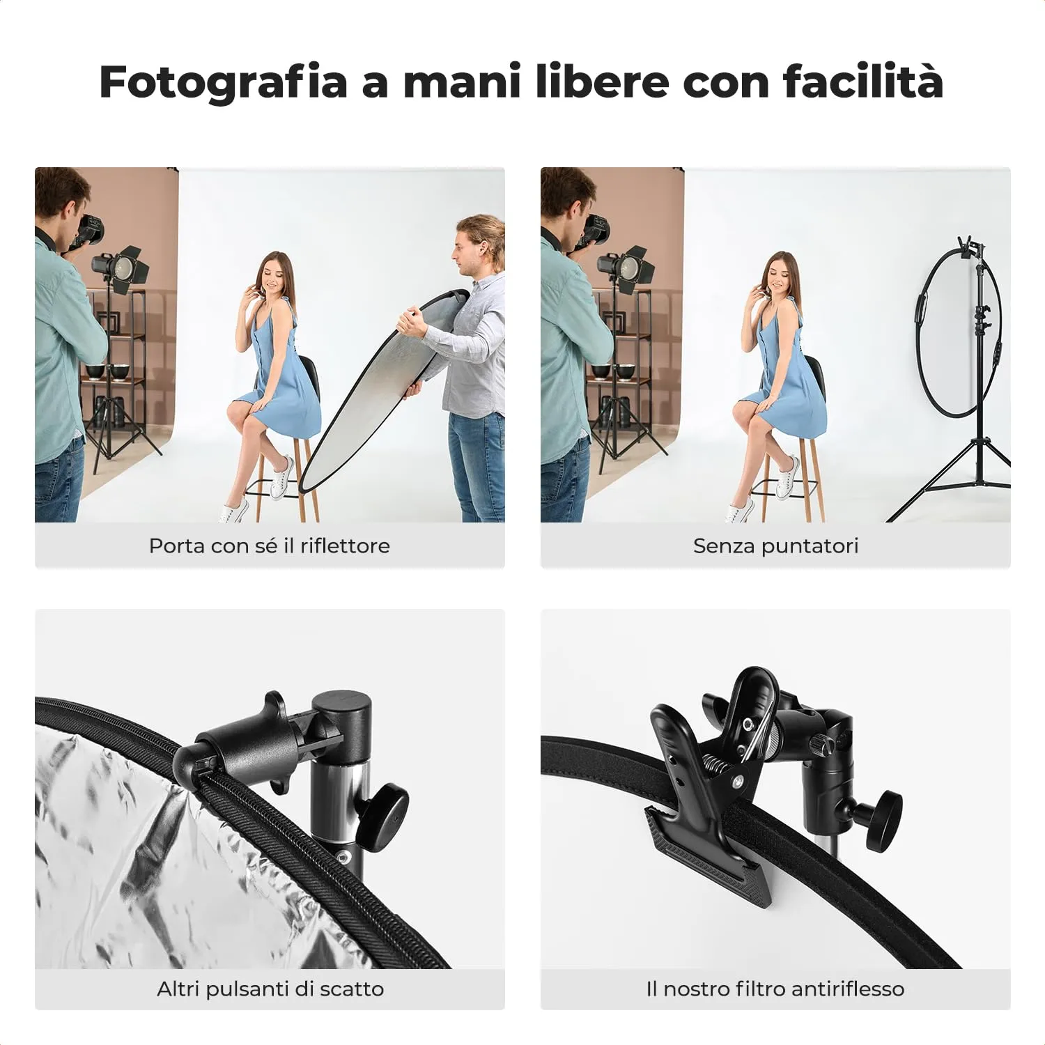 K&F Concept Morsetto Riflettore 1/4 3/8 Metallo 1pz