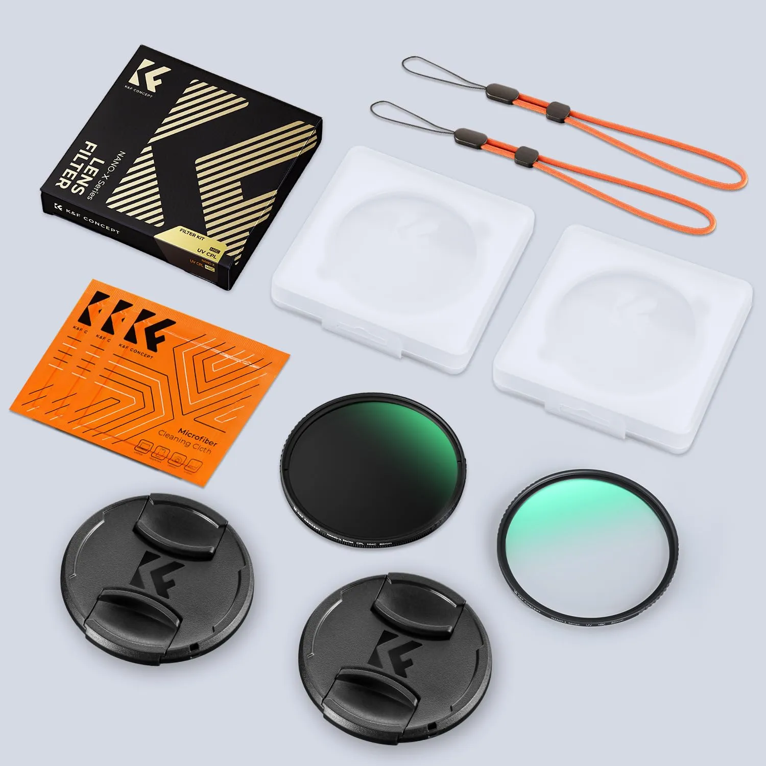 K&F Concept Nano-Xcel Kit Filtri UV+CPL 82mm con Tappi