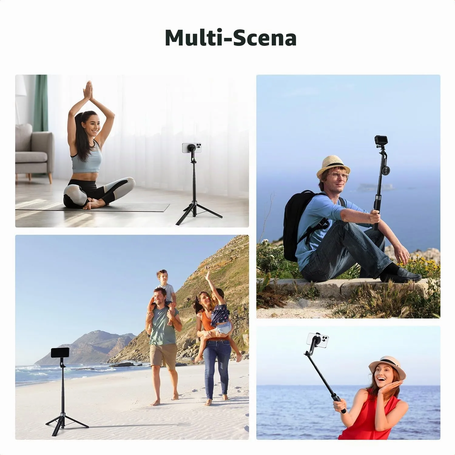 K&F Concept Treppiede Magnetico 3-in-1 Selfie Stick Nero 180cm Bluetooth