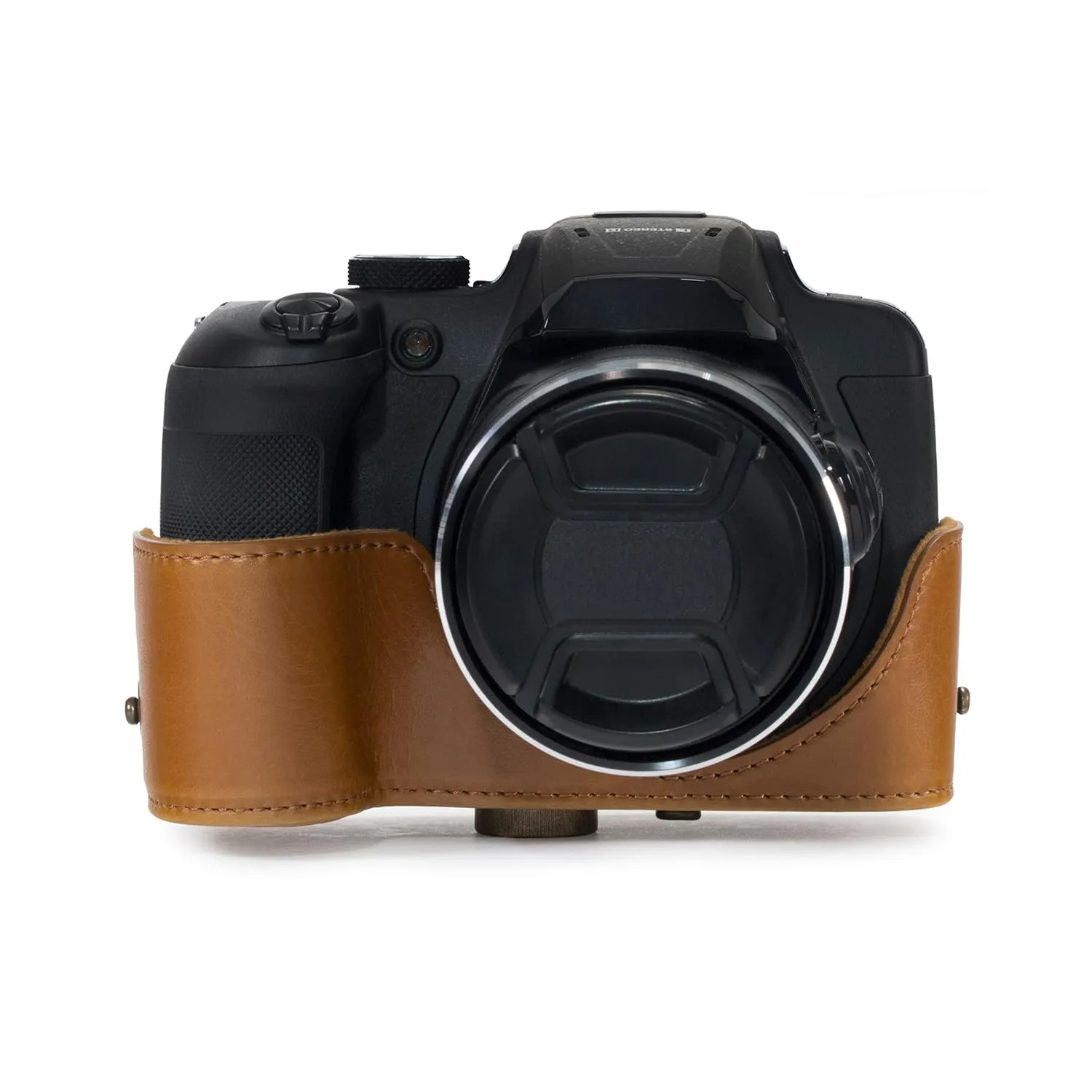 MegaGear Ever Ready custodia pelle Nikon B700 marrone chiaro