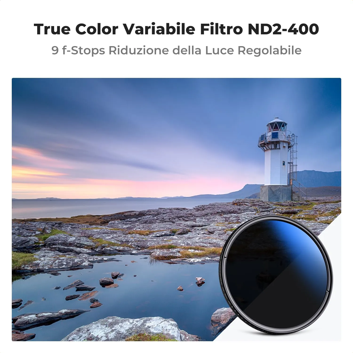 K&F Concept Nano-Klear 67mm Filtro ND2-400 True Color 1-9 Stop