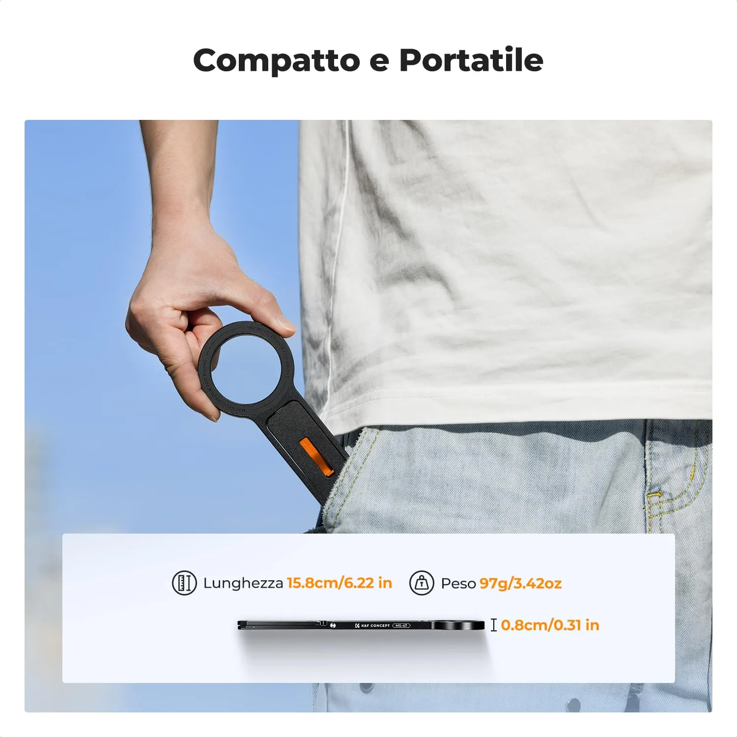 K&F Concept Mini Treppiede Magnetico Smartphone Nero MagSafe