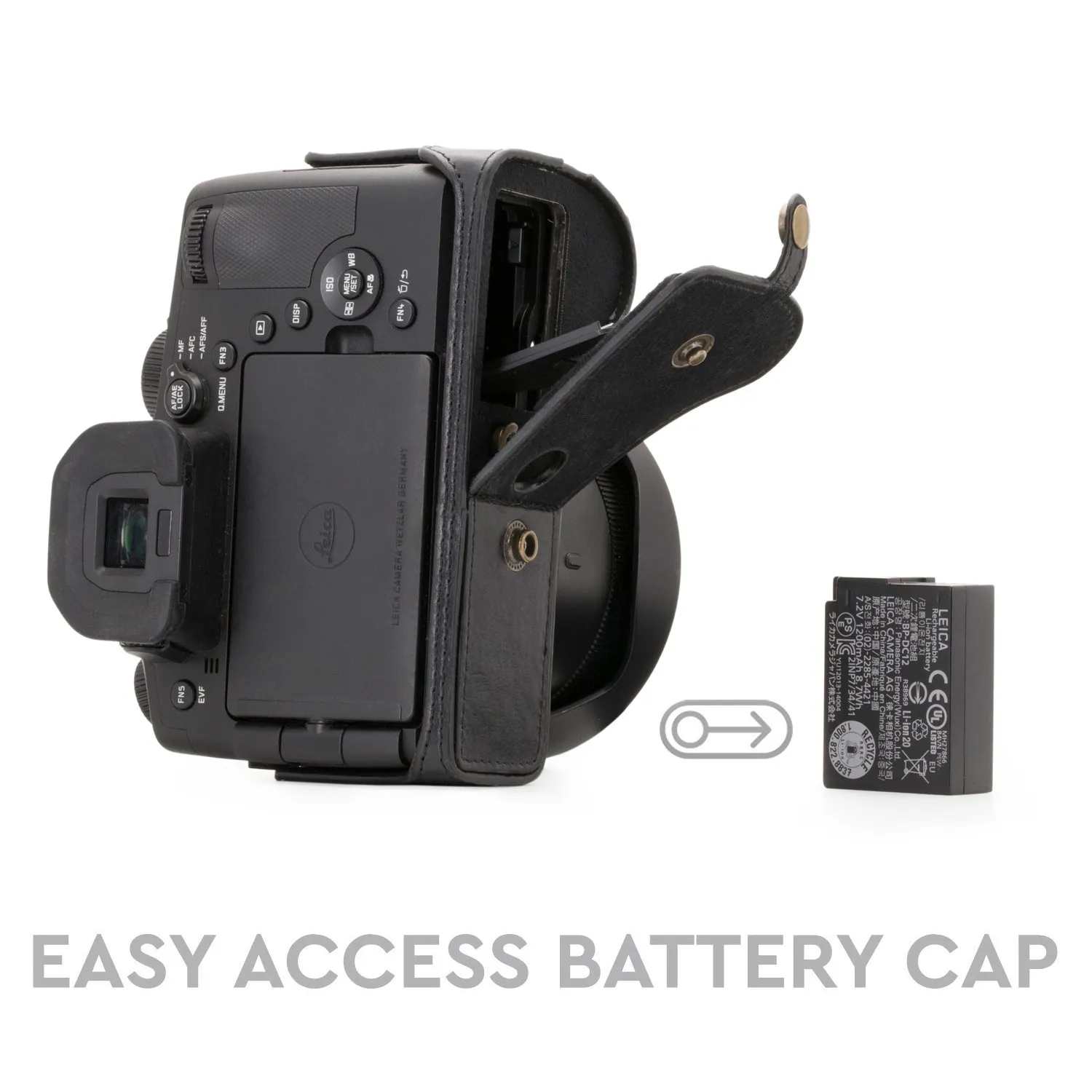MegaGear Ever Ready MG549 custodia pelle nera Leica V-Lux Typ 114