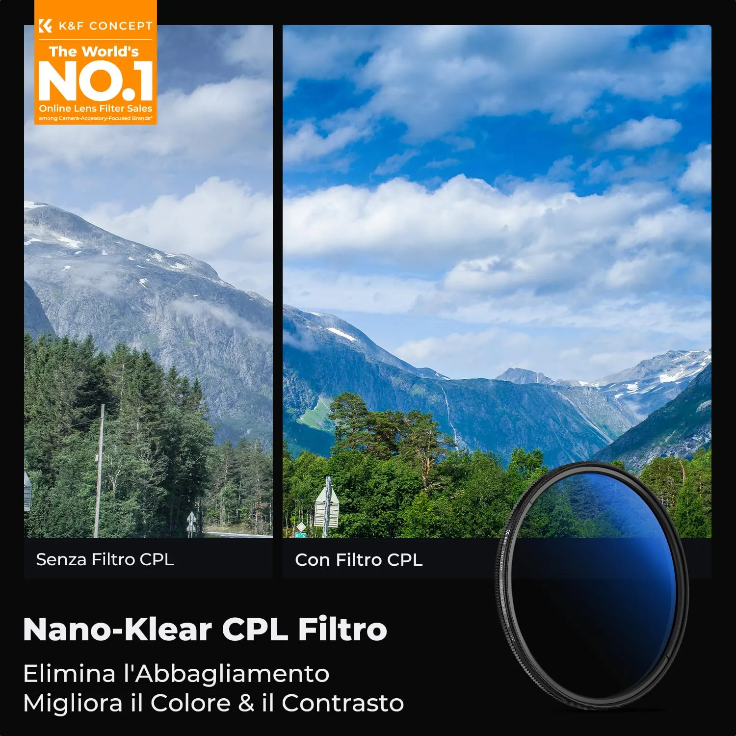 K&F Concept Nano-Klear CPL filtro polarizzatore 82mm