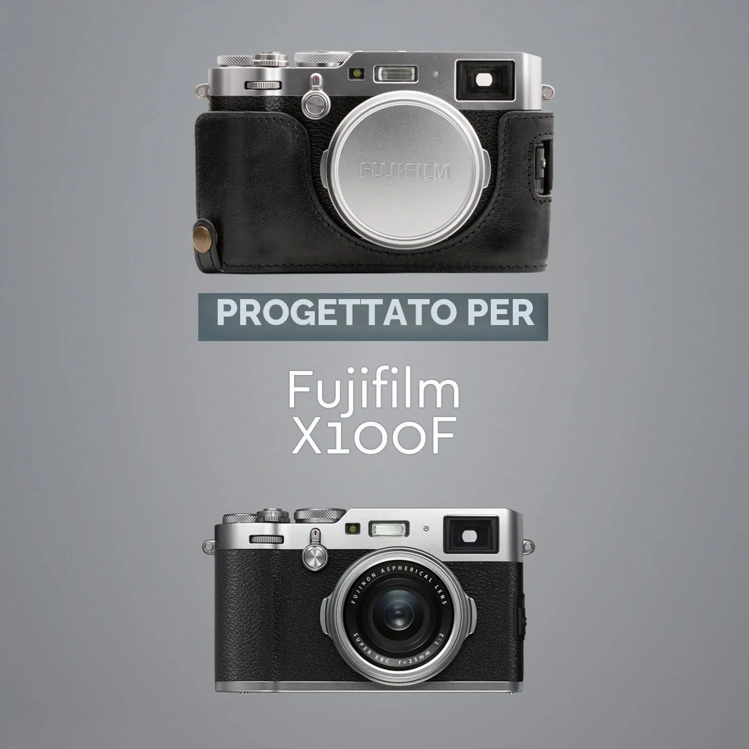 MegaGear Ever Ready Fujifilm X100F Mezza Custodia Pelle Nera