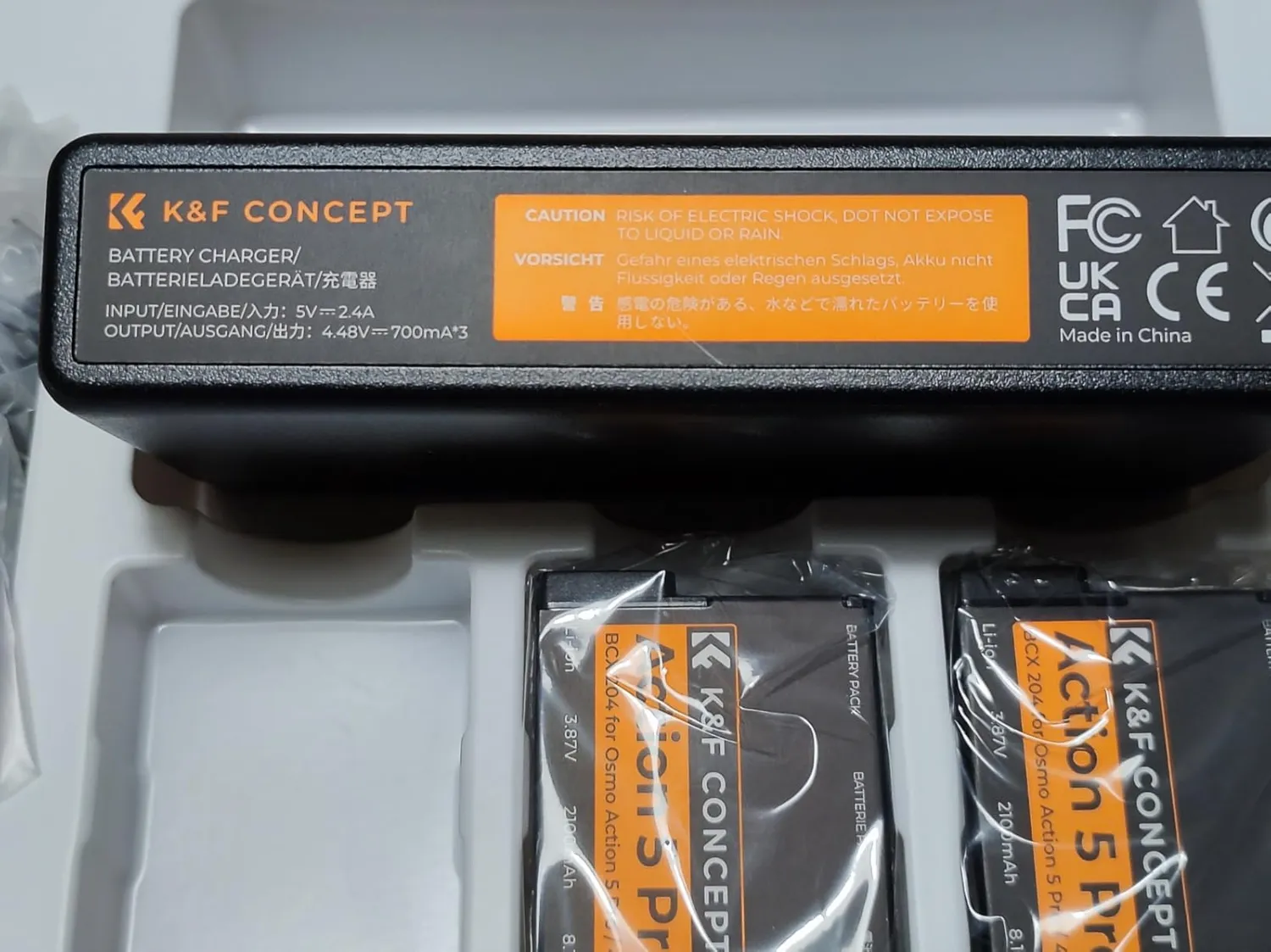 K&F Concept Osmo Action Kit 3 Batterie 2100mAh + Box USB-C
